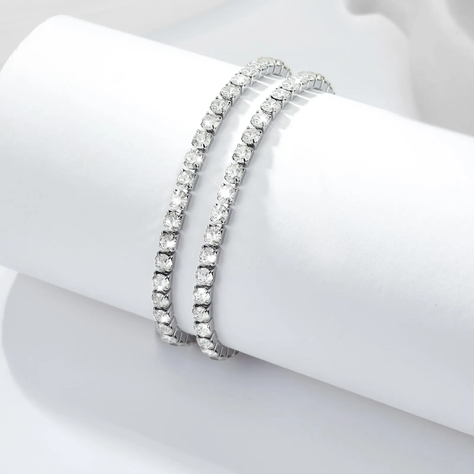 J.Fée Bracciale Tennis Uomo Argento 925 con Zirconi Cubici 4mm, Set da 2 Pezzi - immagine 5