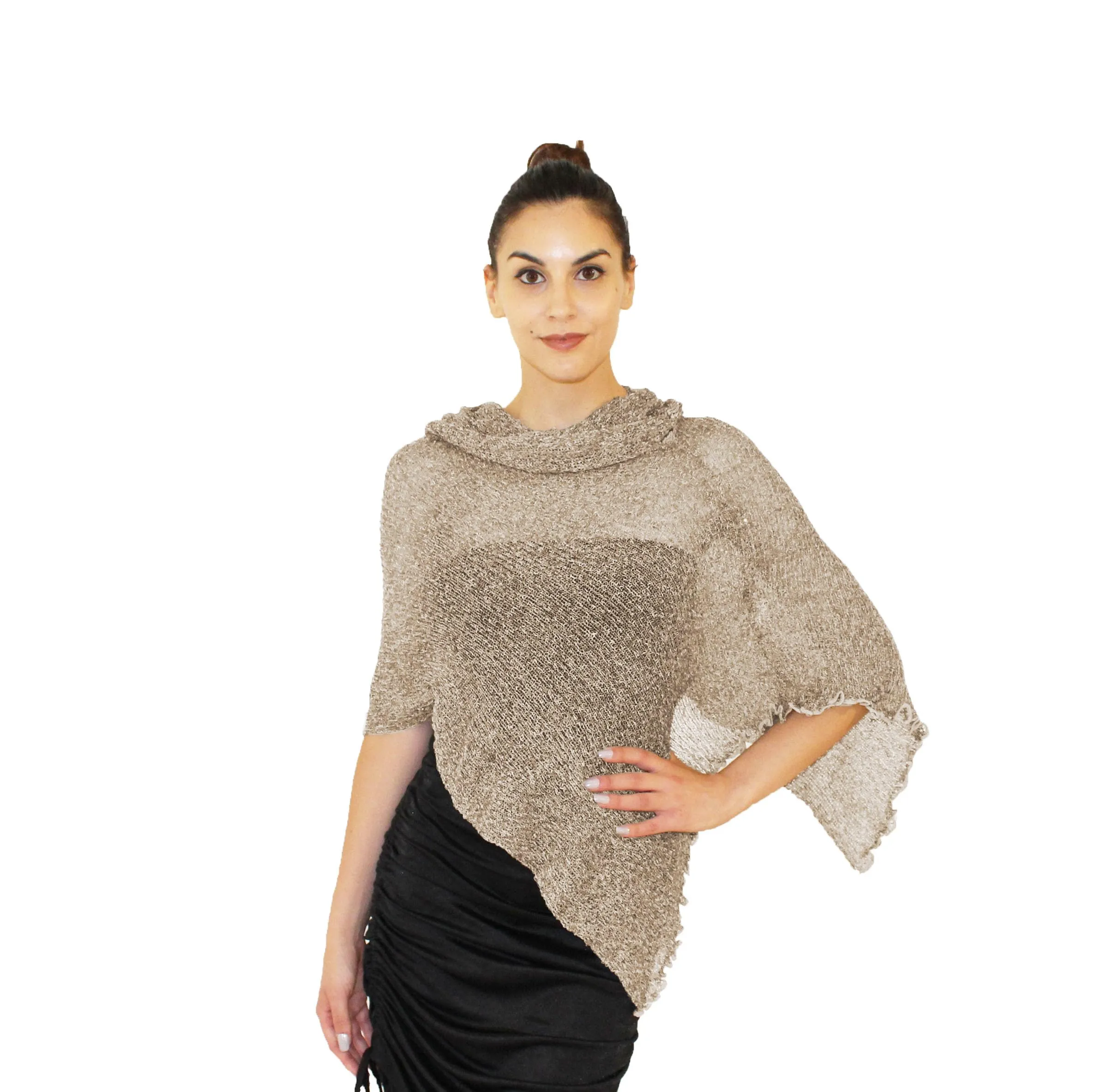 creazioni unique Poncho Coprispalle Donna in Rete di Viscosa (Sabbia Argento) - immagine 1