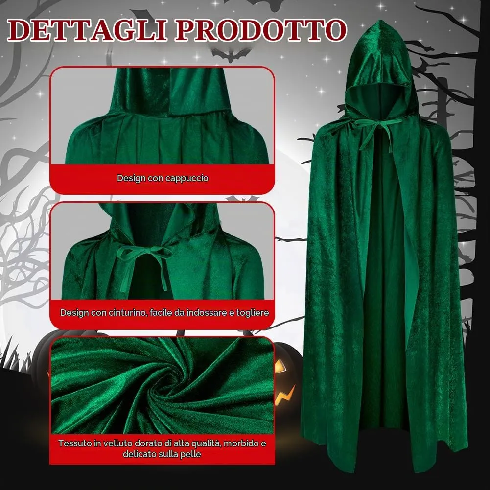 AOOWU Mantello Verde con Cappuccio per Bambini, 100 cm - immagine 2