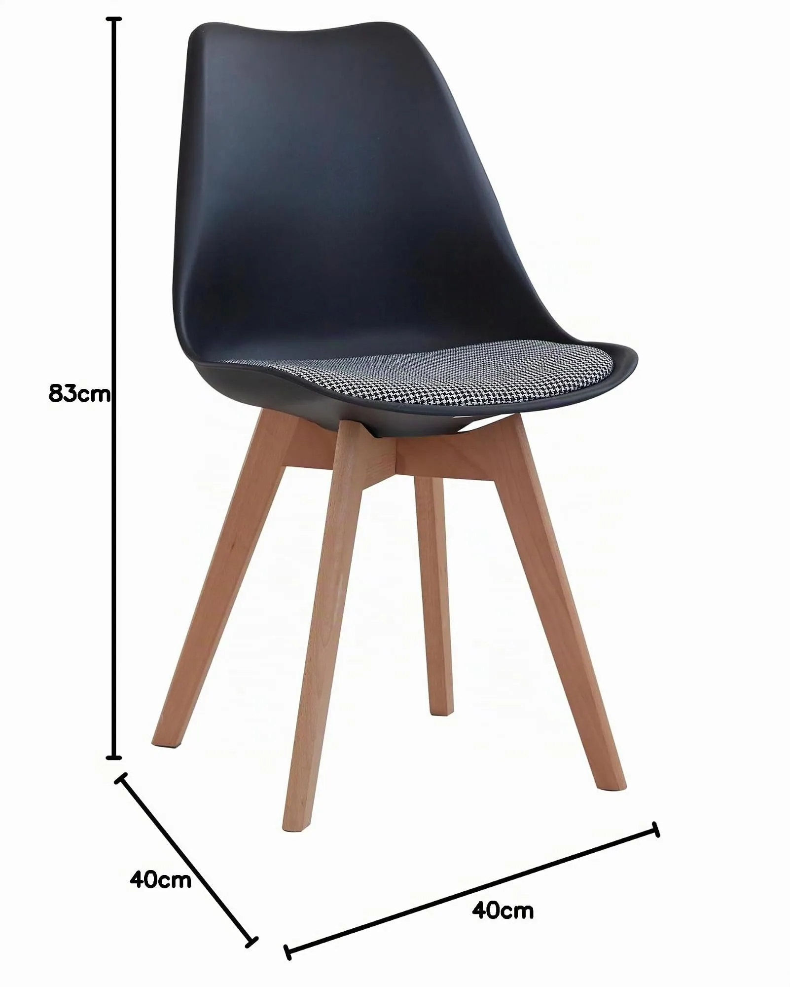 GrandCA HOME Set di 8 Sedie da Pranzo in Legno di Faggio Massello, Design Retrò, Imbottite, Nero-QNG - immagine 3
