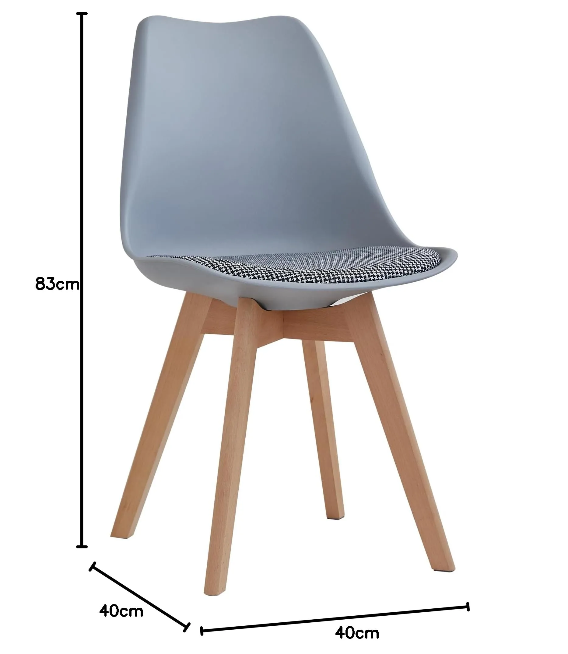GrandCA HOME Set di 6 Sedie da Pranzo in Legno di Faggio Massello, Design Retrò, Imbottite, Grigio-QNG - immagine 3