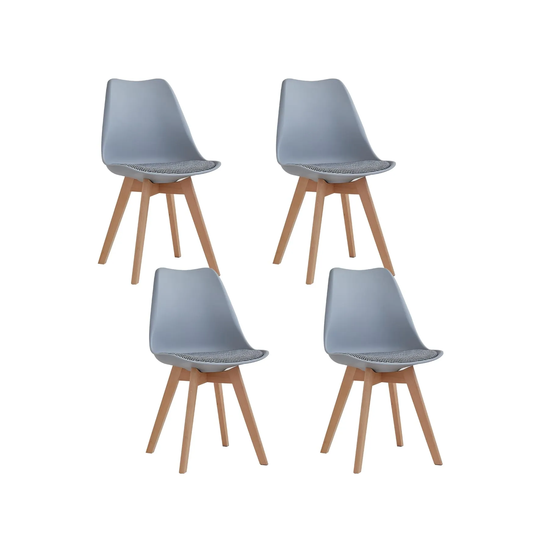 GrandCA HOME Set di 4 Sedie da Pranzo in Legno di Faggio Massello, Design Retrò, Grigio-QNG - immagine 1