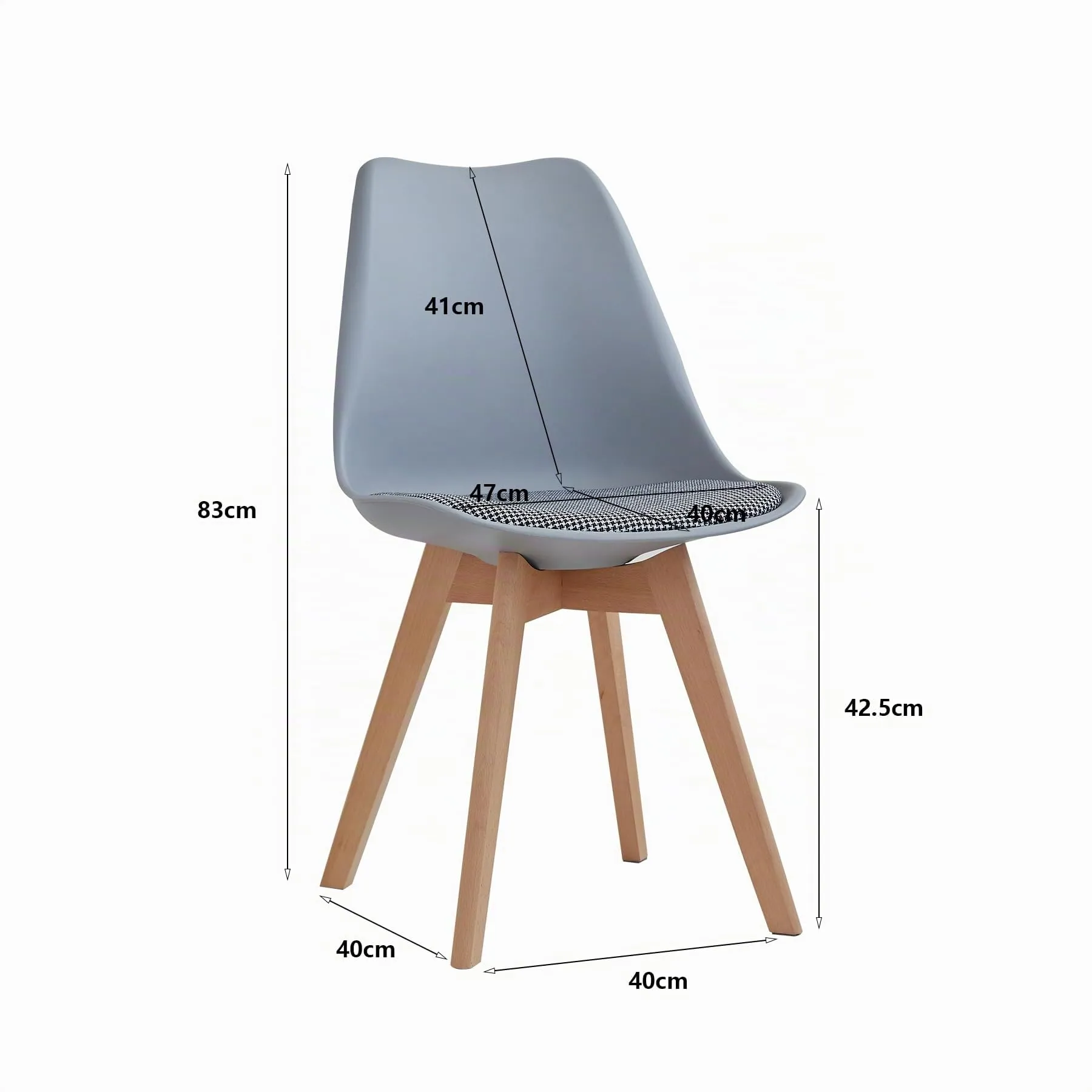 GrandCA HOME Set di 4 Sedie da Pranzo in Legno di Faggio Massello, Design Retrò, Grigio-QNG - immagine 5