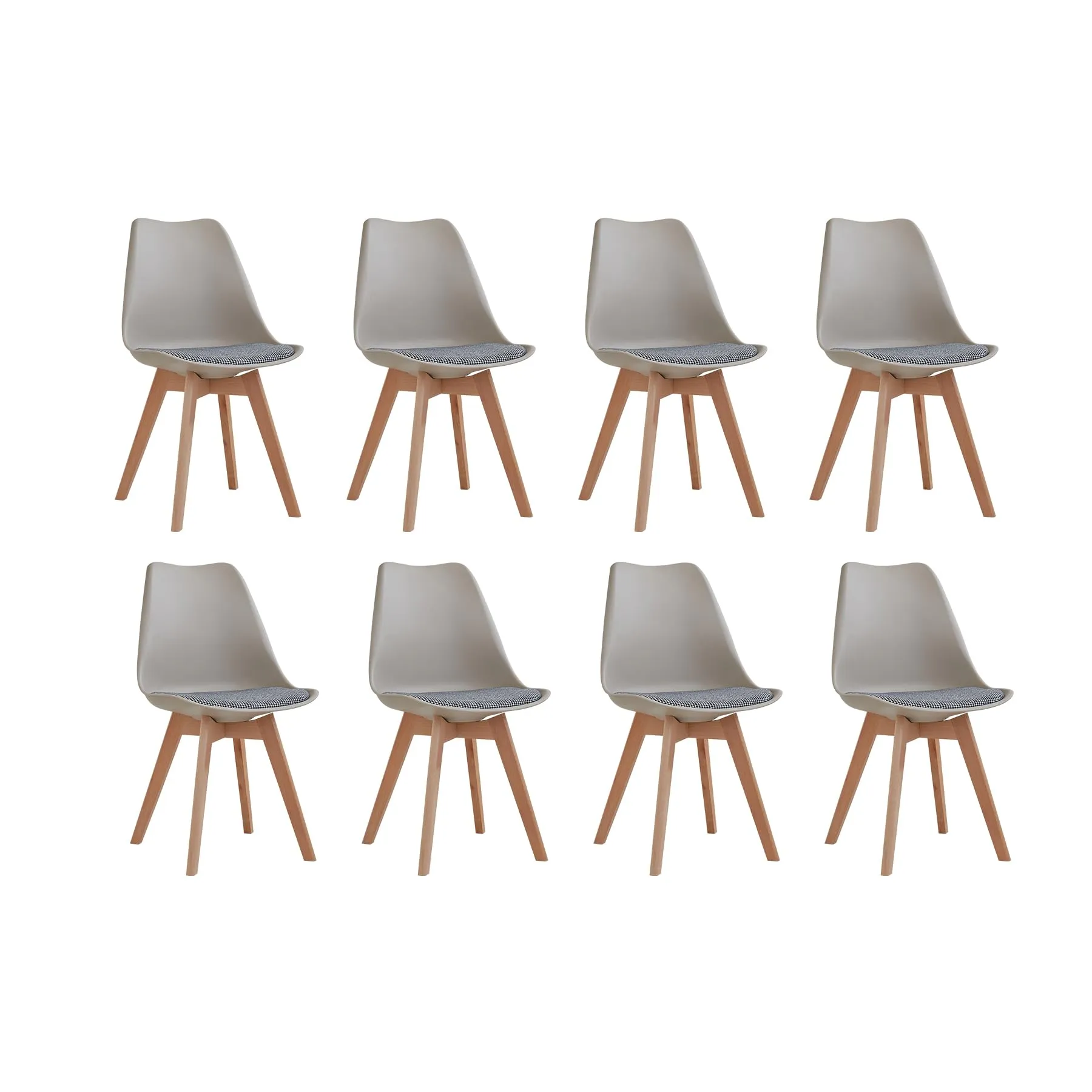 GrandCA HOME Set di 8 Sedie da Pranzo in Faggio Massello Design Retrò Imbottite, Cachi-QNG - immagine 1