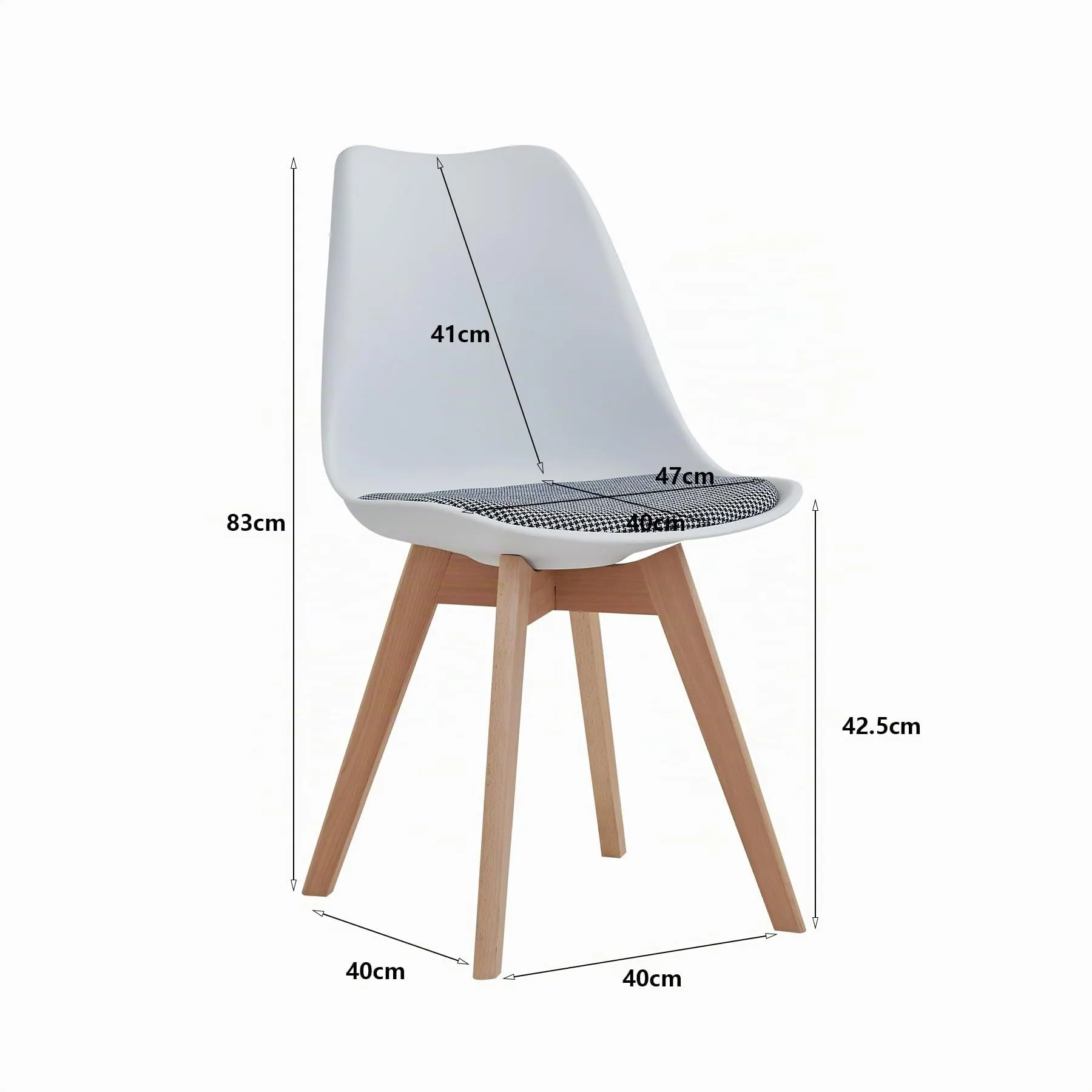 GrandCA HOME Set di 8 Sedie da Pranzo in Legno di Faggio Massello, Design Retrò Imbottite, Bianco-QNG - immagine 5