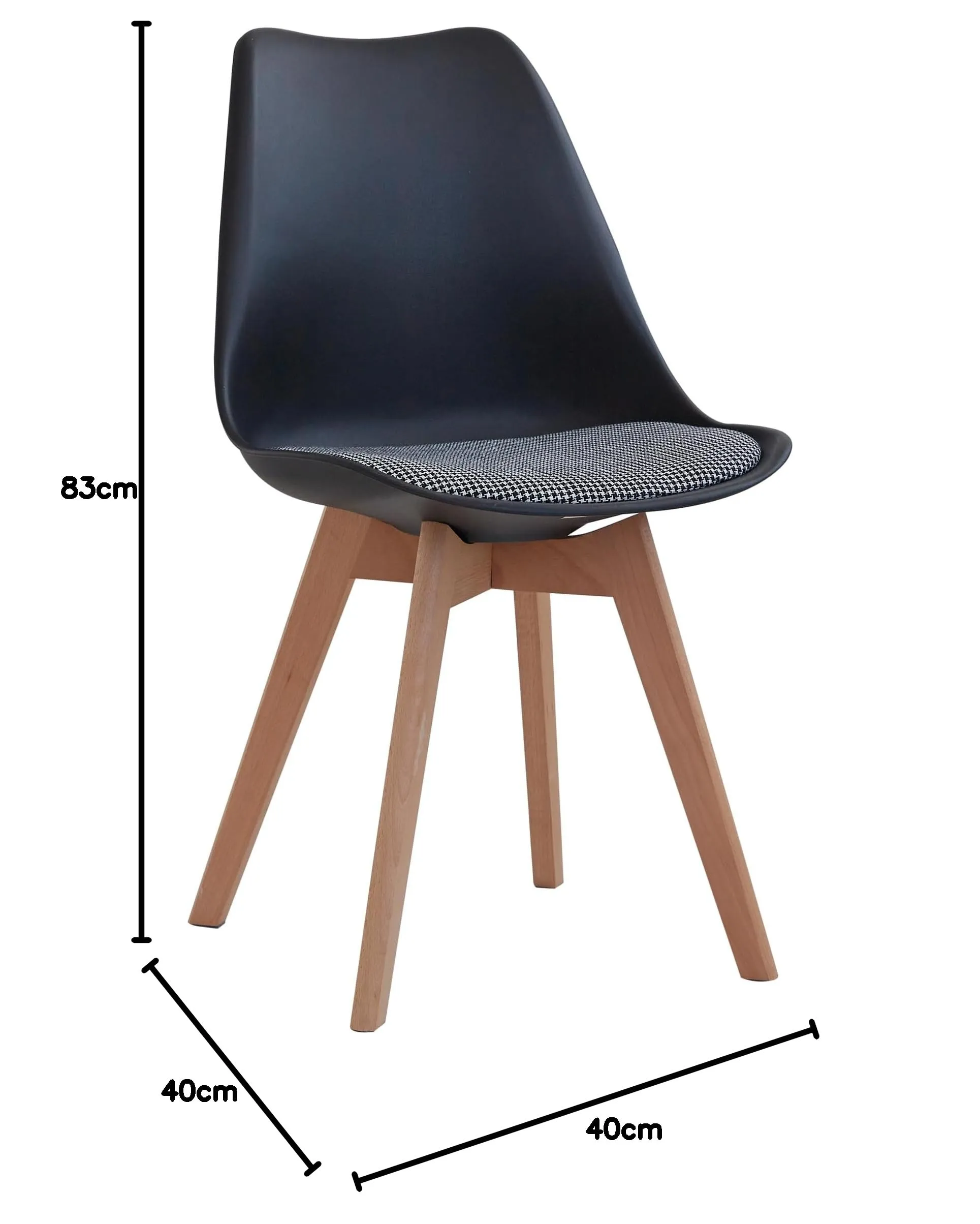 GrandCA HOME Set di 6 Sedie da Pranzo in Legno di Faggio Massello, Design Retrò Imbottite, Nero-QNG - immagine 3
