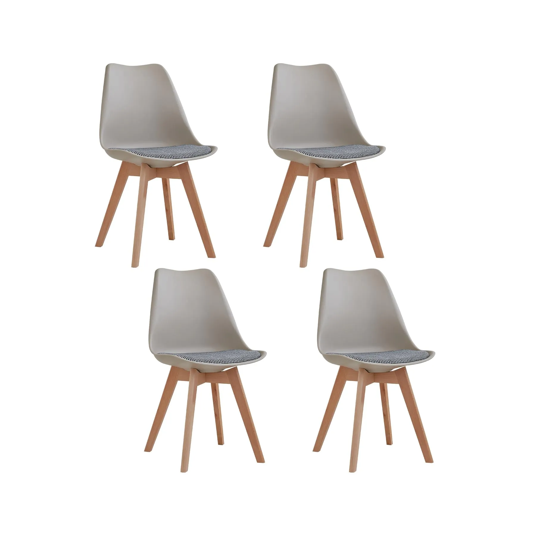 GrandCA HOME Set di 4 Sedie da Pranzo in Legno di Faggio Massello, Design Retrò, Imbottite, Cachi-QNG - immagine 1