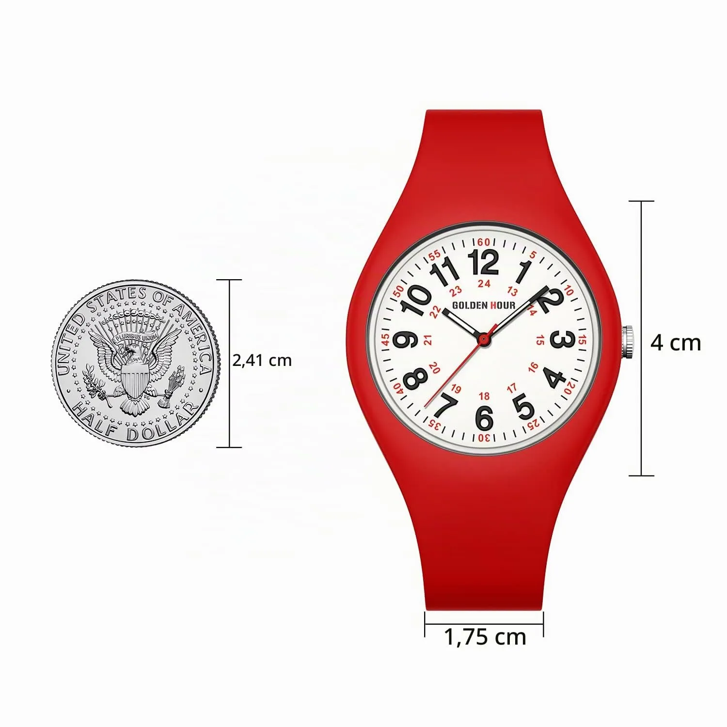 GOLDEN HOUR Orologio Unisex Digitale Analogico Sportivo Impermeabile GH-1318 con Cinturino in Silicone - immagine 2