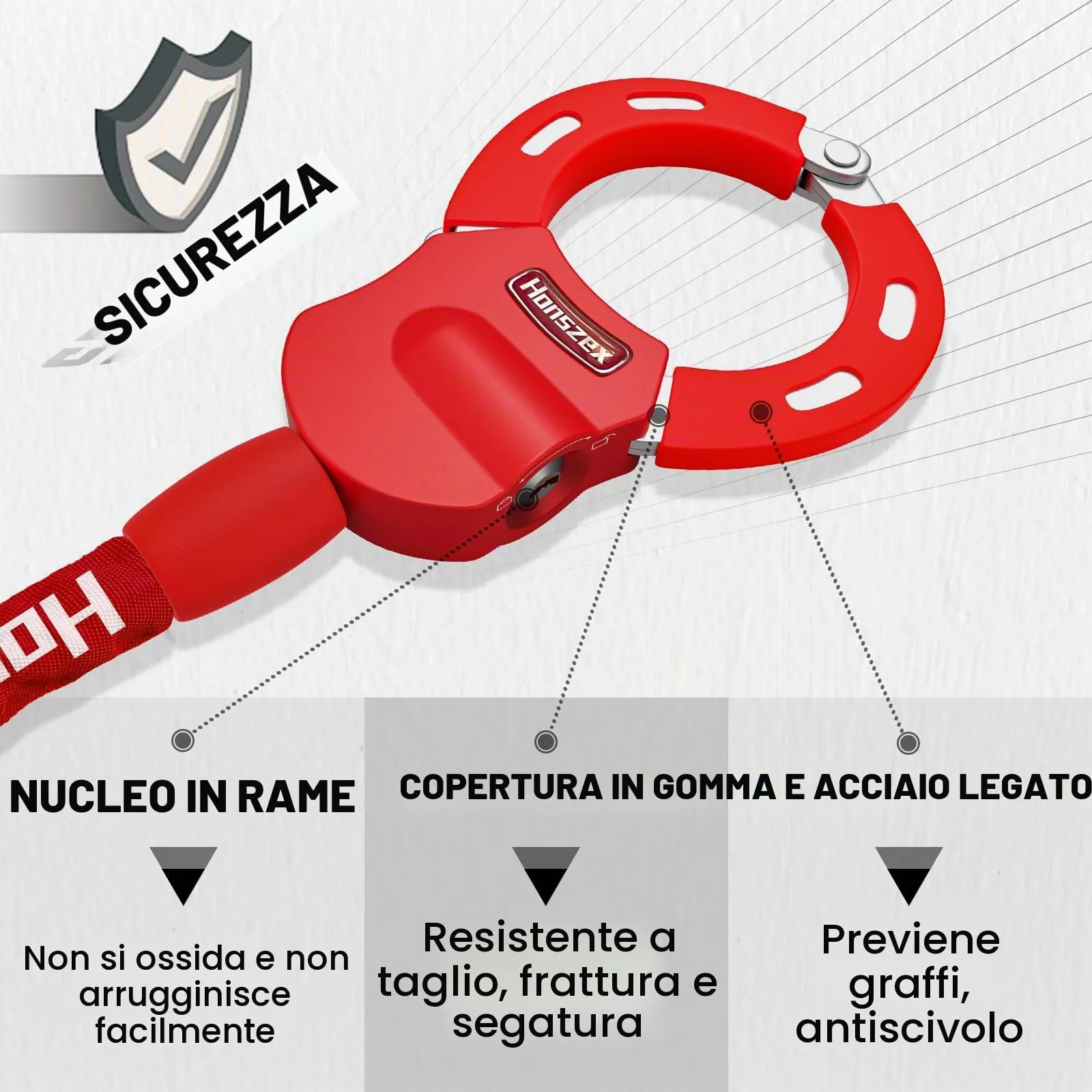 Honszex Lucchetto per Monopattino Elettrico e Bici, 36,22 Pollici - immagine 3