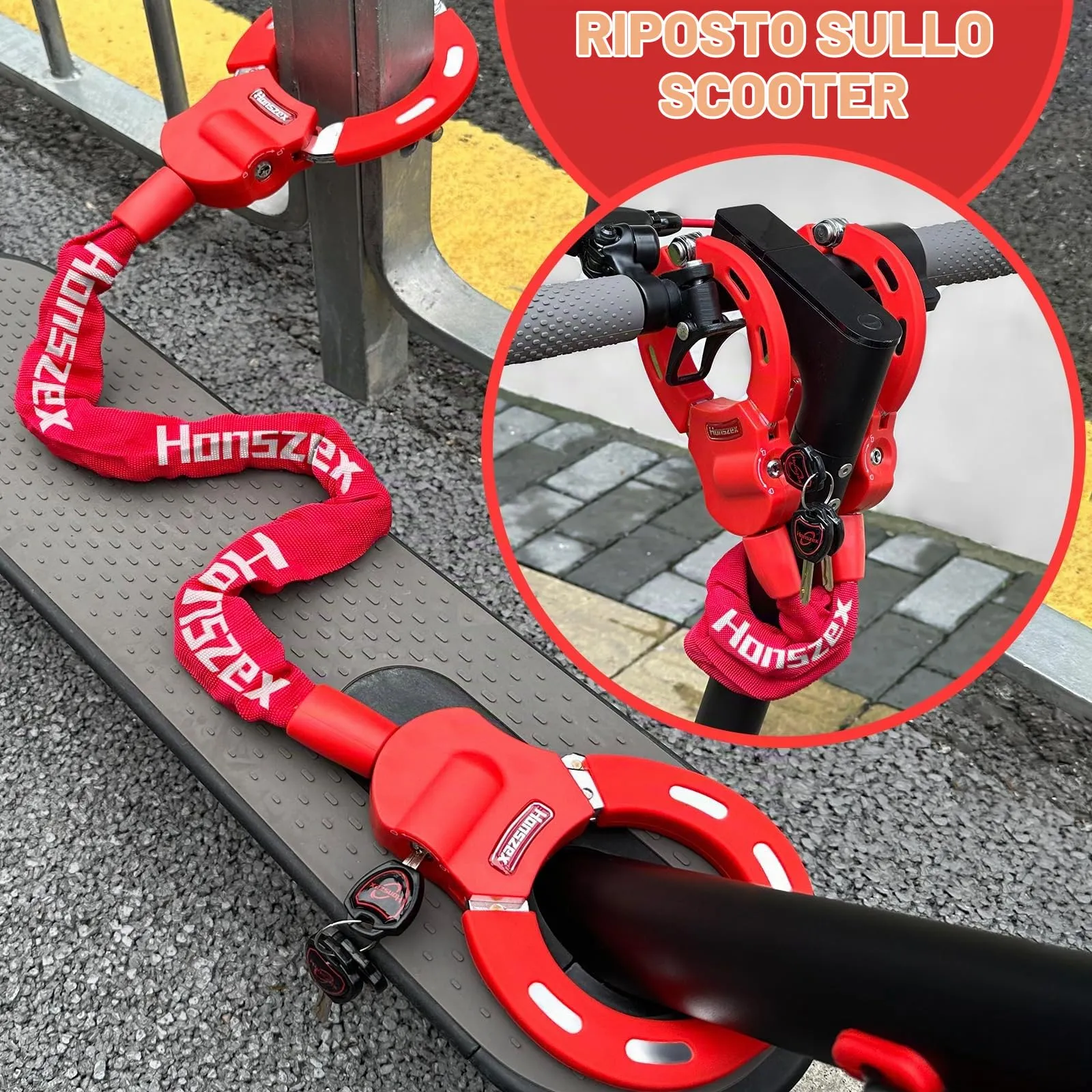 Honszex Lucchetto per Monopattino Elettrico e Bici, 36,22 Pollici - immagine 6
