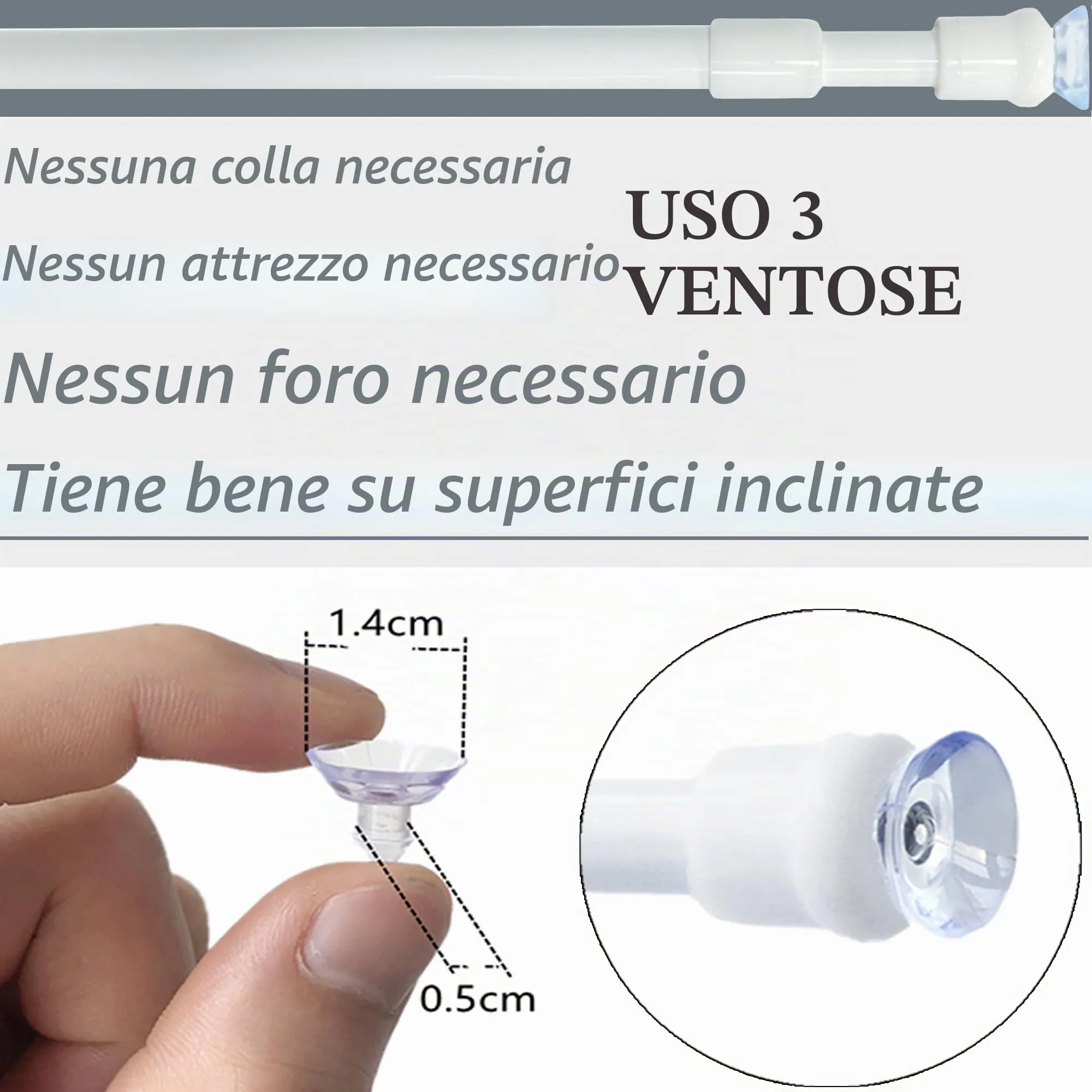 GDEVKHN Aste per Tende a Pressione Estendibili, 80-120 cm, Bianco, 2 Pezzi - immagine 5