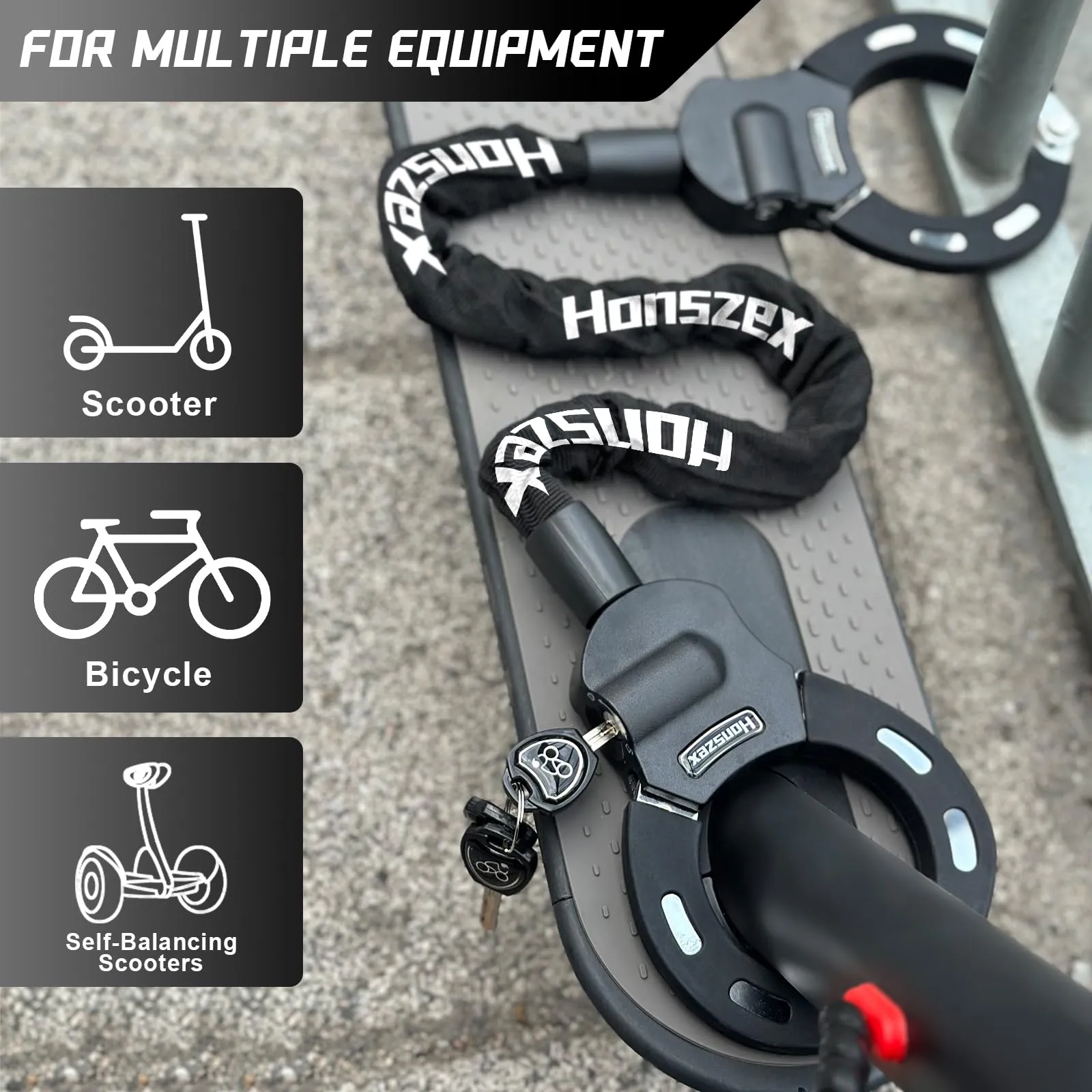 Honszex Lucchetto per Monopattino Elettrico e Bicicletta con Borsa, 92cm - immagine 2