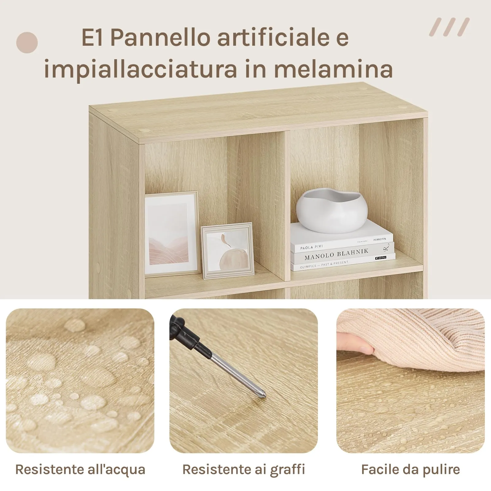 WOLTU Libreria Scaffale con 8 Scomparti a Cubi, Rovere Chiaro, 60x29,5x121 cm - immagine 4