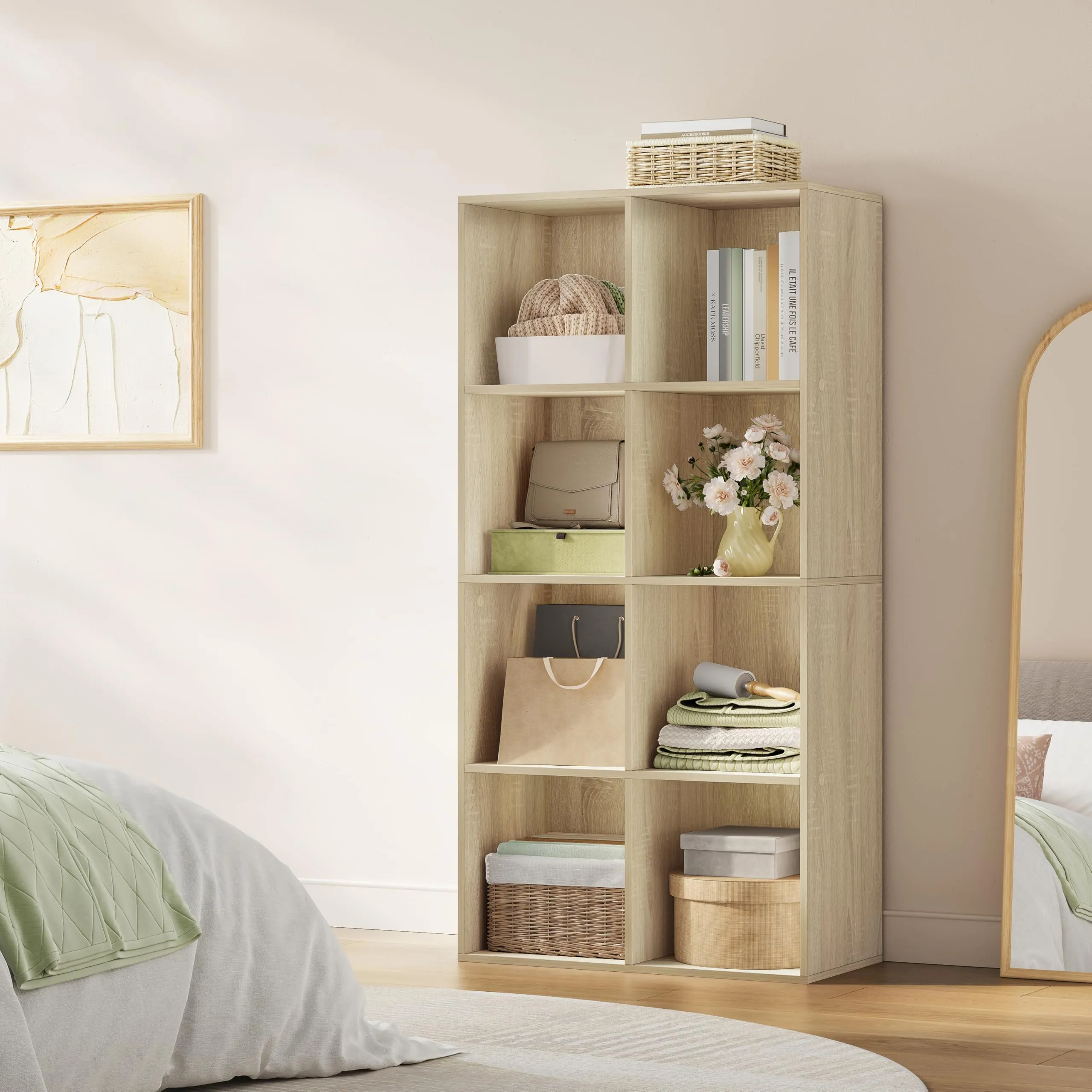 WOLTU Libreria Scaffale con 8 Scomparti a Cubi, Rovere Chiaro, 60x29,5x121 cm - immagine 7