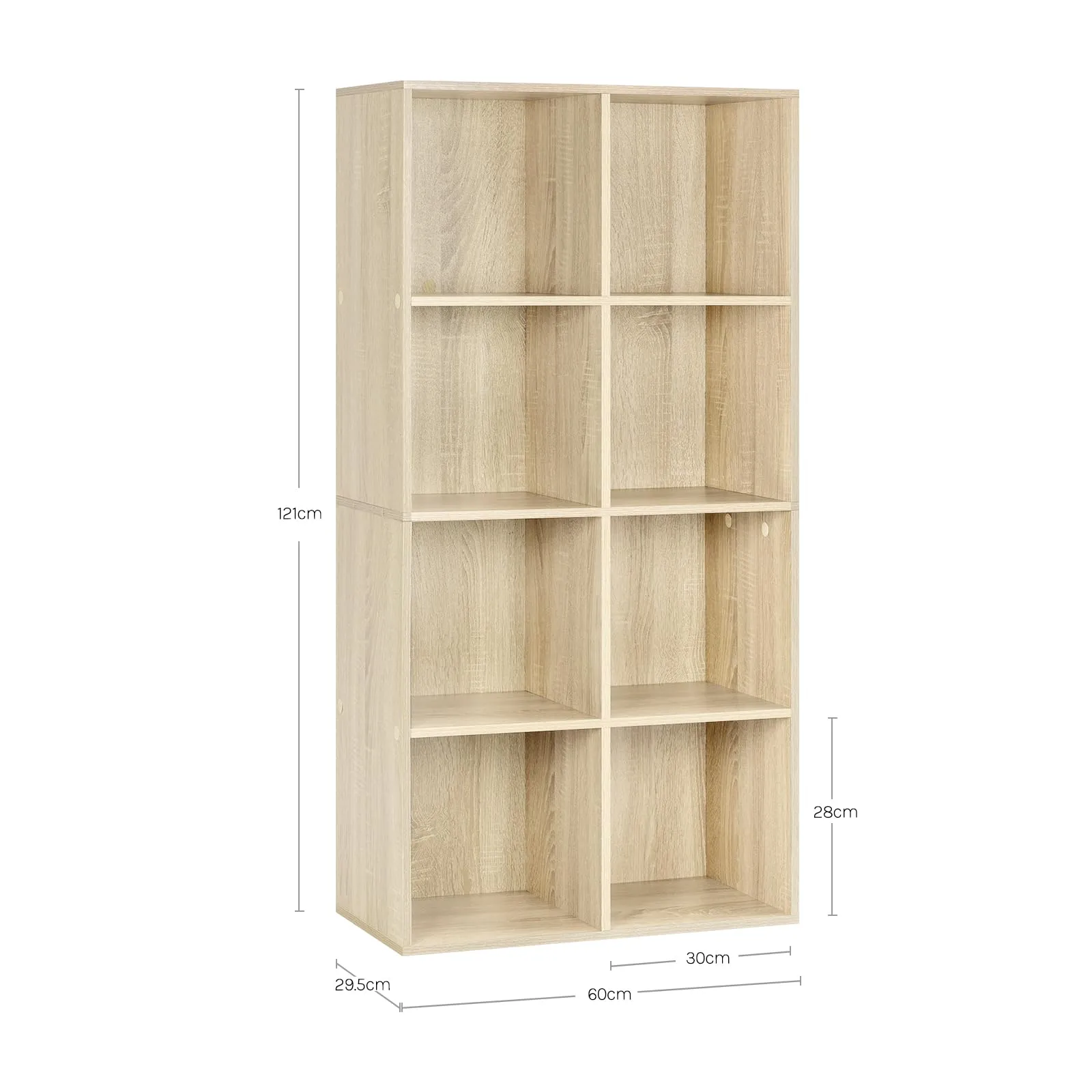 WOLTU Libreria Scaffale con 8 Scomparti a Cubi, Rovere Chiaro, 60x29,5x121 cm - immagine 9