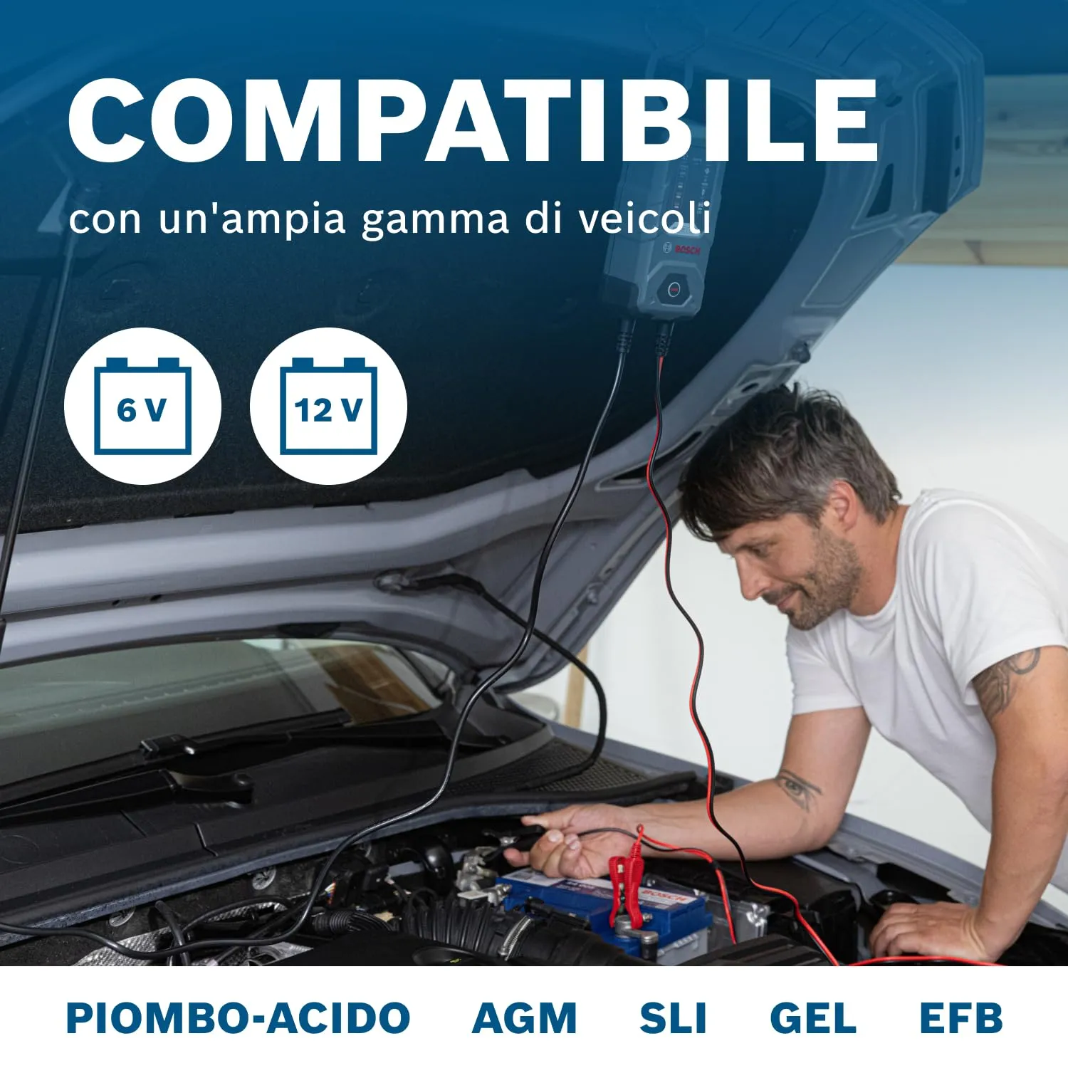 Bosch C30 Caricabatterie per Auto 6V - 12V 3,8A - immagine 4