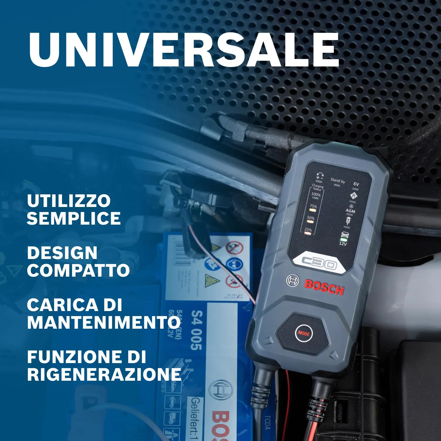 Bosch C30 Caricabatterie per Auto 6V - 12V 3,8A - immagine 6