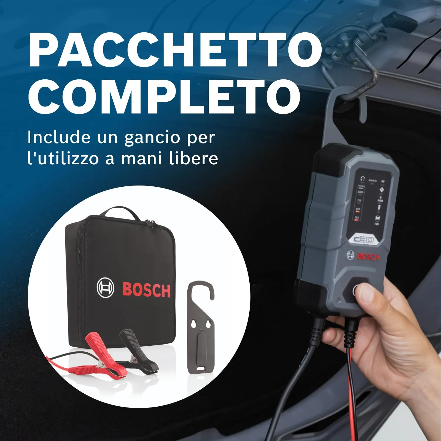 Bosch C30 Caricabatterie per Auto 6V - 12V 3,8A - immagine 7