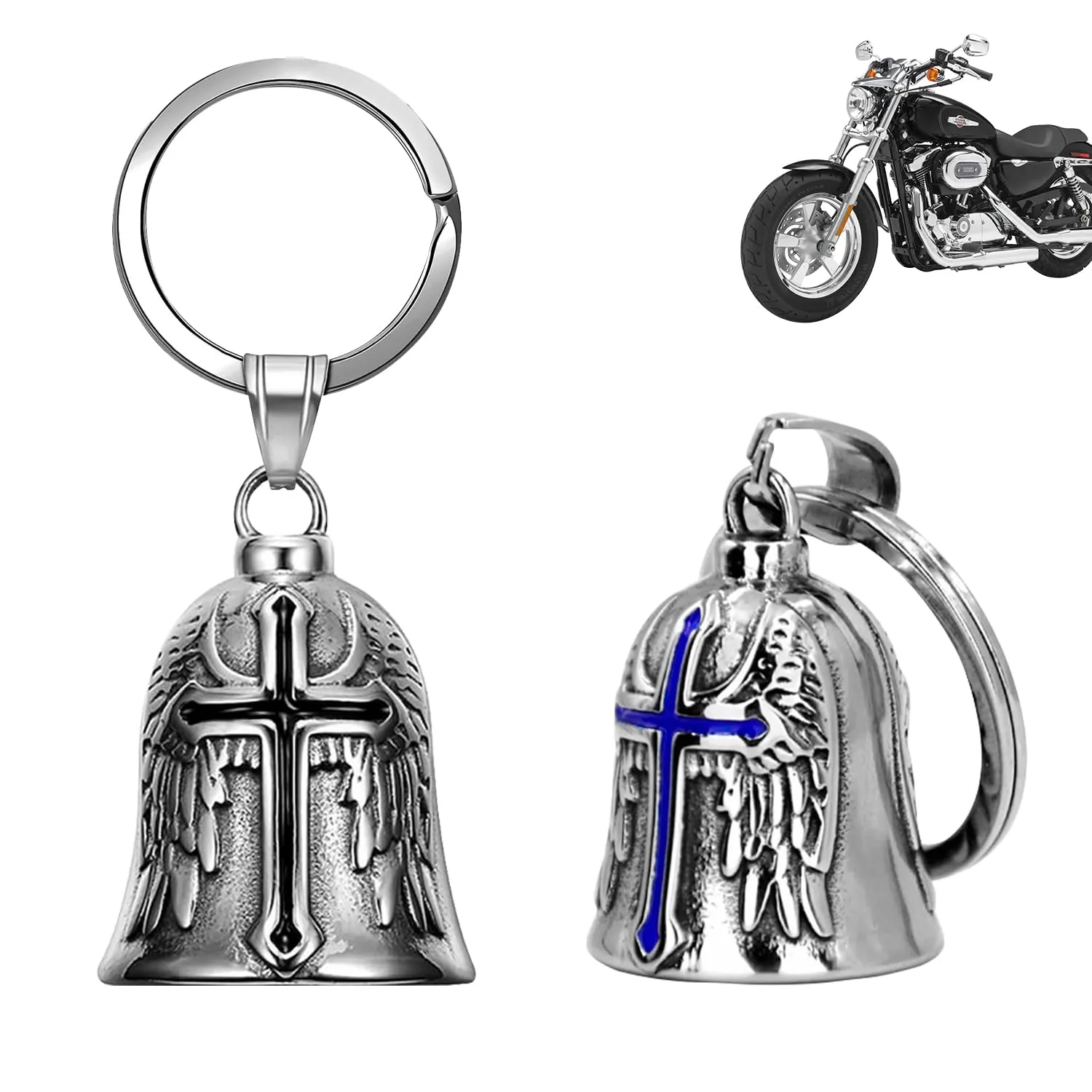 XNZMYN Portachiavi Guardian Bell per Moto, Biciclette e Auto Elettriche, 2 Pezzi (Nero+Blu) - immagine 1