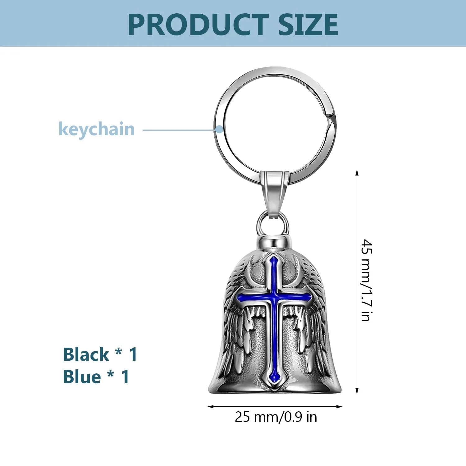 XNZMYN Portachiavi Guardian Bell per Moto, Biciclette e Auto Elettriche, 2 Pezzi (Nero+Blu) - immagine 2