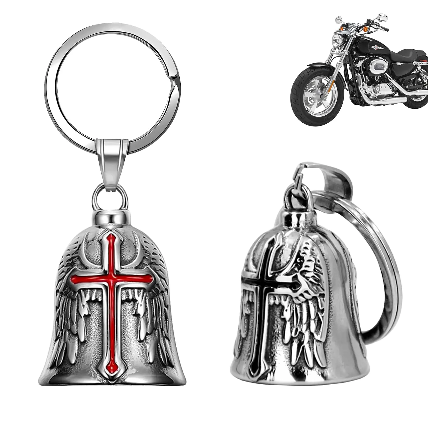 XNZMYN Portachiavi Guardian Bell per Moto, Biciclette e Auto Elettriche, 2 Pezzi (Rosso+Nero) - immagine 1