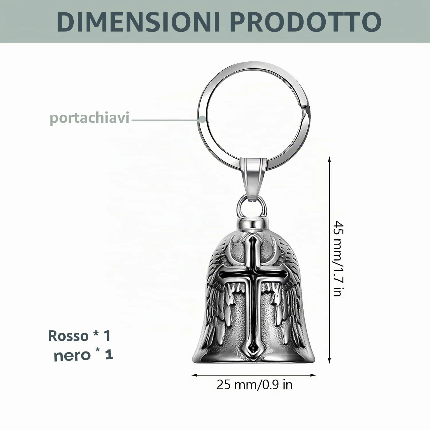 XNZMYN Portachiavi Guardian Bell per Moto, Biciclette e Auto Elettriche, 2 Pezzi (Rosso+Nero) - immagine 2