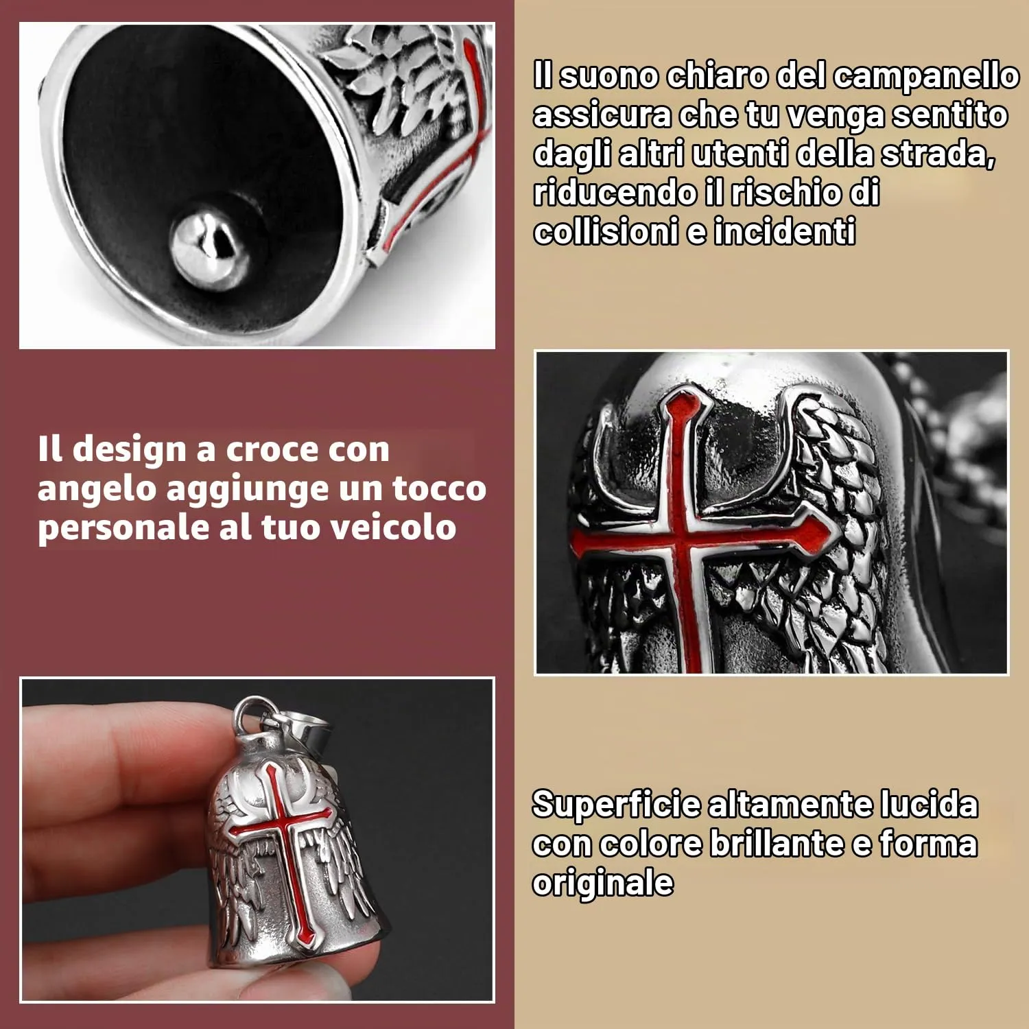 XNZMYN Portachiavi Guardian Bell per Moto, Biciclette e Auto Elettriche, 2 Pezzi (Rosso+Nero) - immagine 3