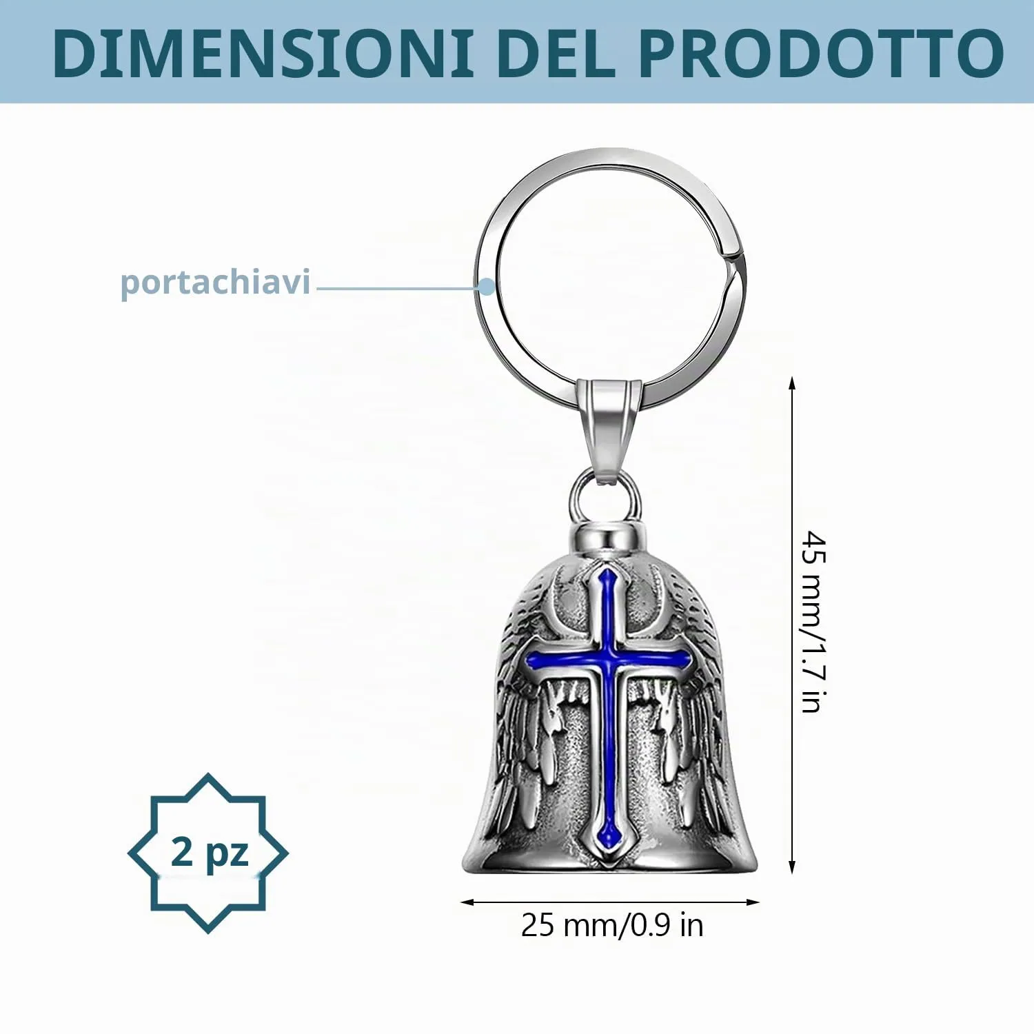 XNZMYN Portachiavi Guardian Bell per Moto, Biciclette e Auto Elettriche, Blu (2 Pezzi) - immagine 2