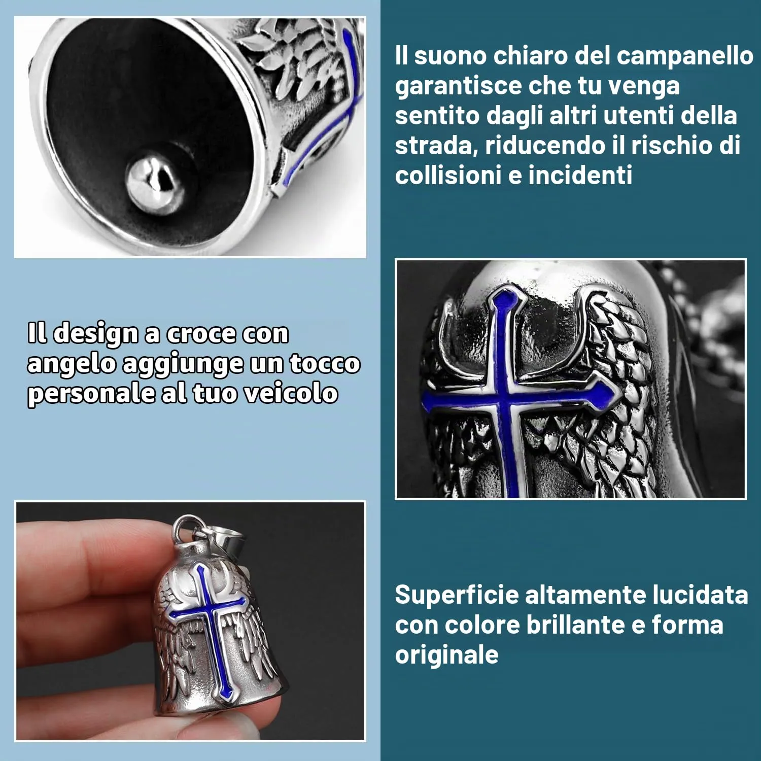 XNZMYN Portachiavi Guardian Bell per Moto, Biciclette e Auto Elettriche, Blu (2 Pezzi) - immagine 3