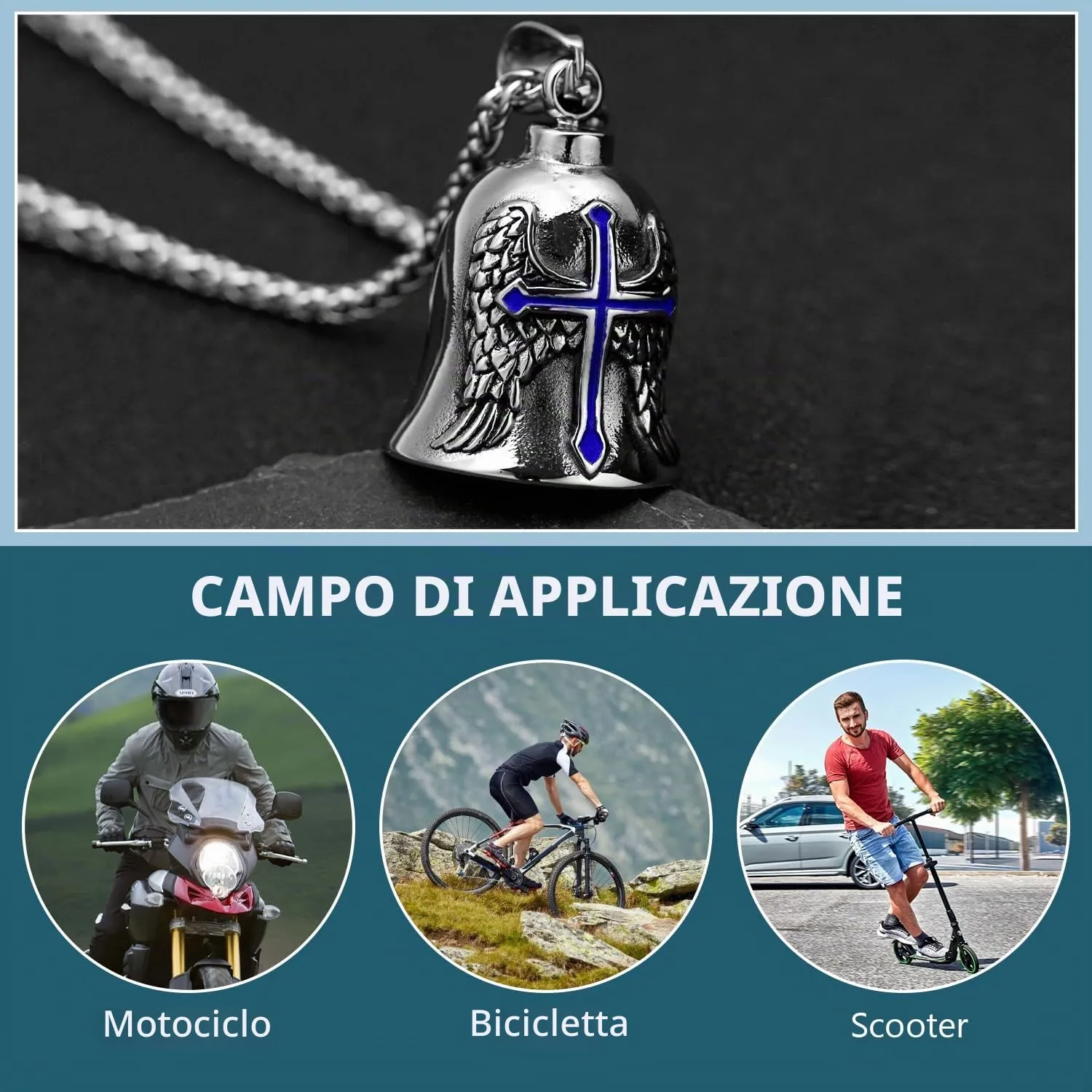 XNZMYN Portachiavi Guardian Bell per Moto, Biciclette e Auto Elettriche, Blu (2 Pezzi) - immagine 4