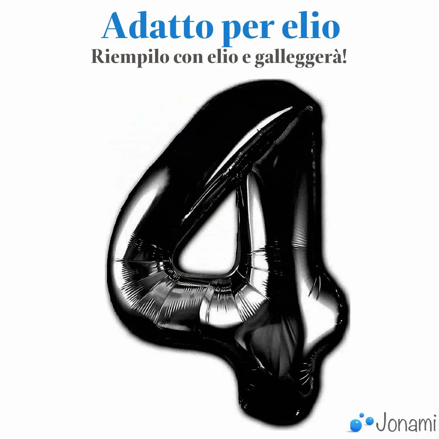 Jonami Palloncino Numero 4 Gigante 100 cm, Nero Metallizzato - immagine 3