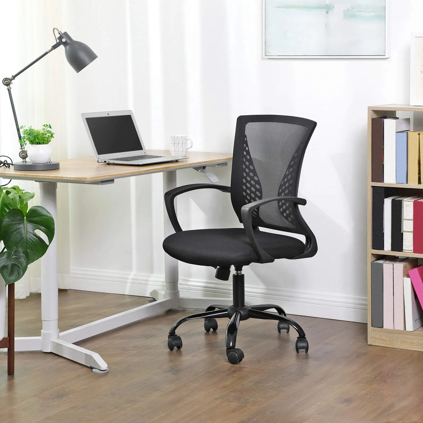 SONGMICS Sedia da Ufficio in Rete Girevole Regolabile Nero OBN22BK - immagine 2