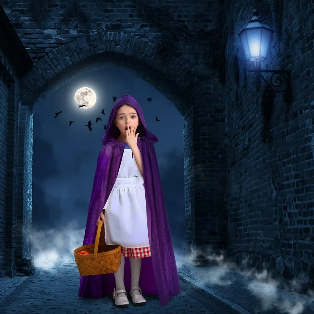 AOOWU Mantello con Cappuccio in Velluto Viola per Bambini, 100cm - immagine 6