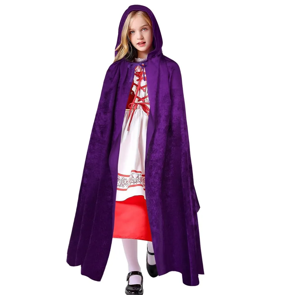 AOOWU Mantello con Cappuccio in Velluto Viola per Bambini, 100cm - immagine 8