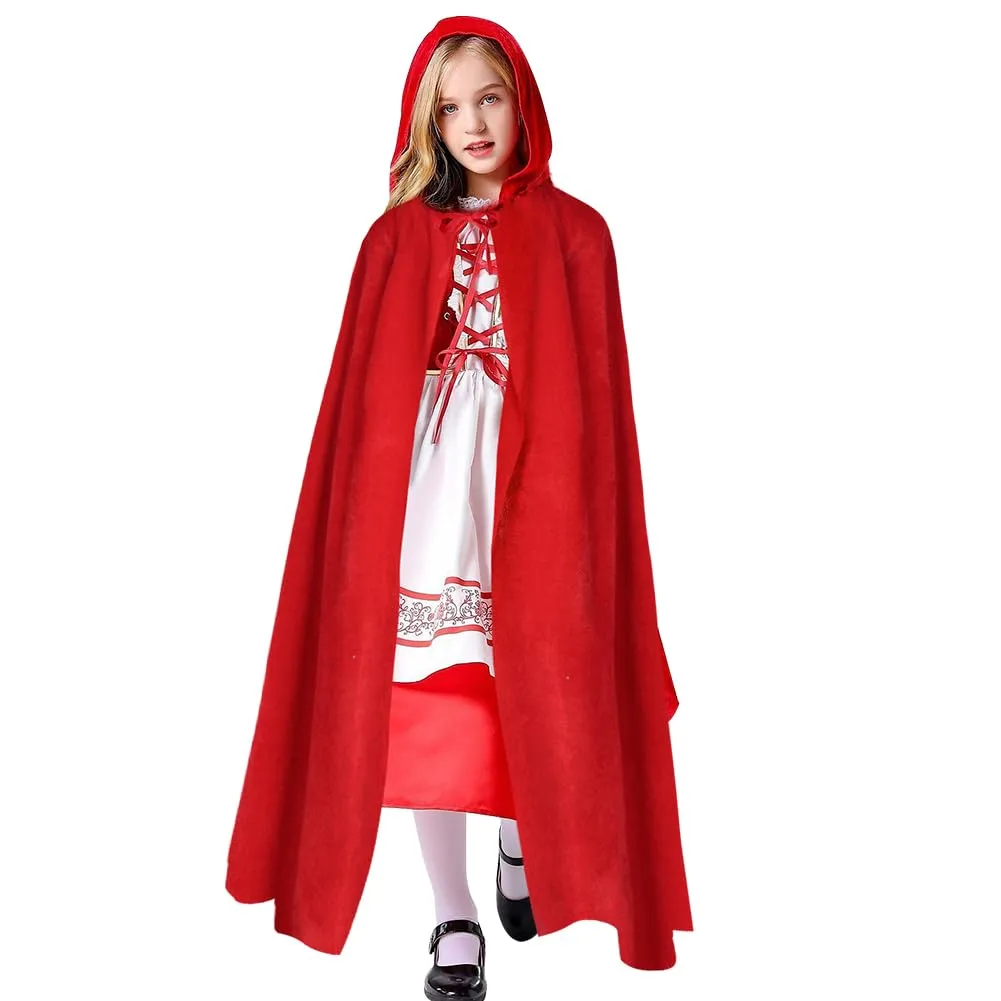 AOOWU Mantello rosso con cappuccio in velluto per bambini, 100 cm - immagine 8
