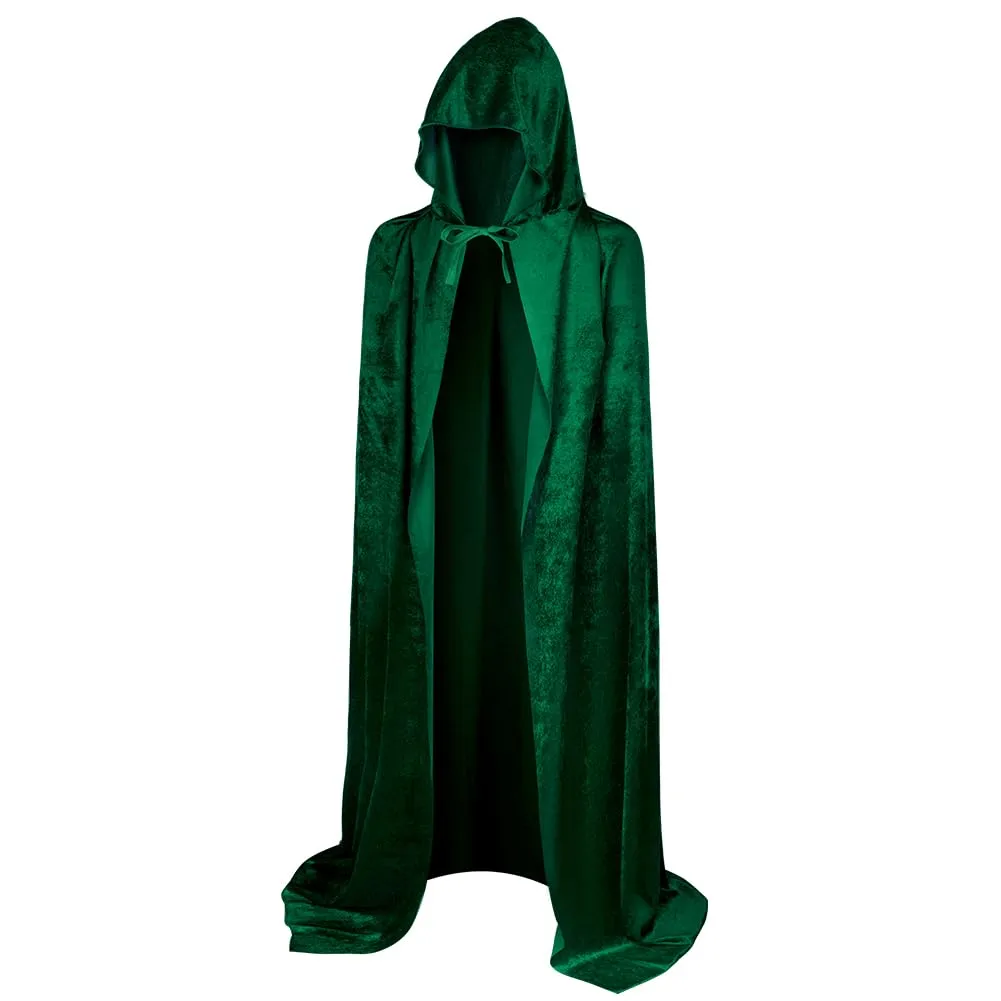 AOOWU Mantello con Cappuccio in Velluto Verde Scuro, 150cm - immagine 8