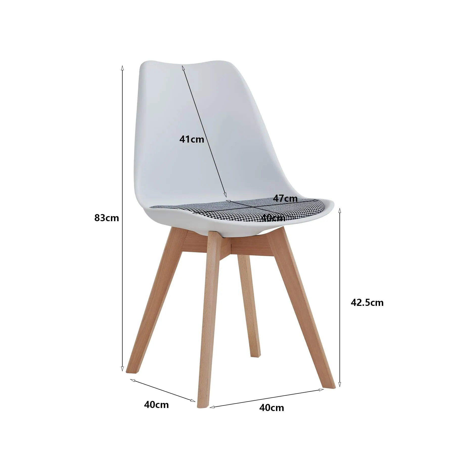 GrandCA HOME Set di 4 Sedie da Pranzo in Legno di Faggio Massello, Design Retrò, Imbottite, Bianco-QNG - immagine 5