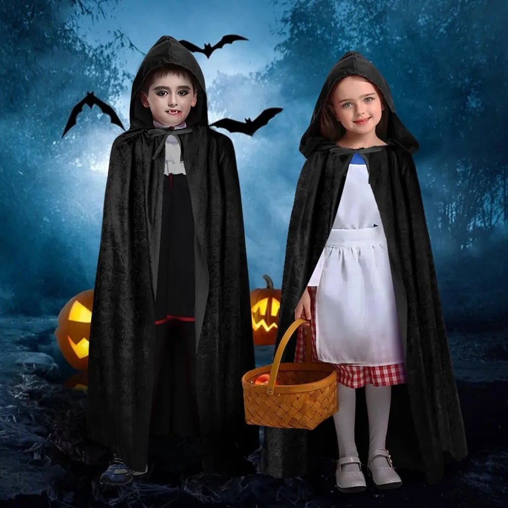 AOOWU Mantello con cappuccio per bambini, nero, 100 cm - immagine 4