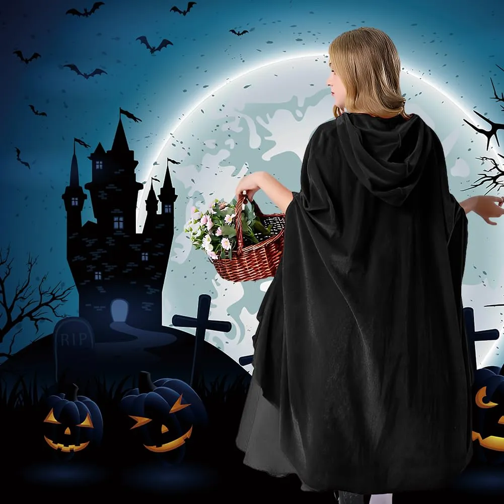 AOOWU Mantello con cappuccio per bambini, nero, 100 cm - immagine 5