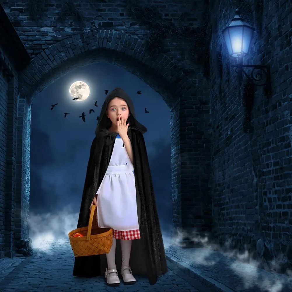 AOOWU Mantello con cappuccio per bambini, nero, 100 cm - immagine 6