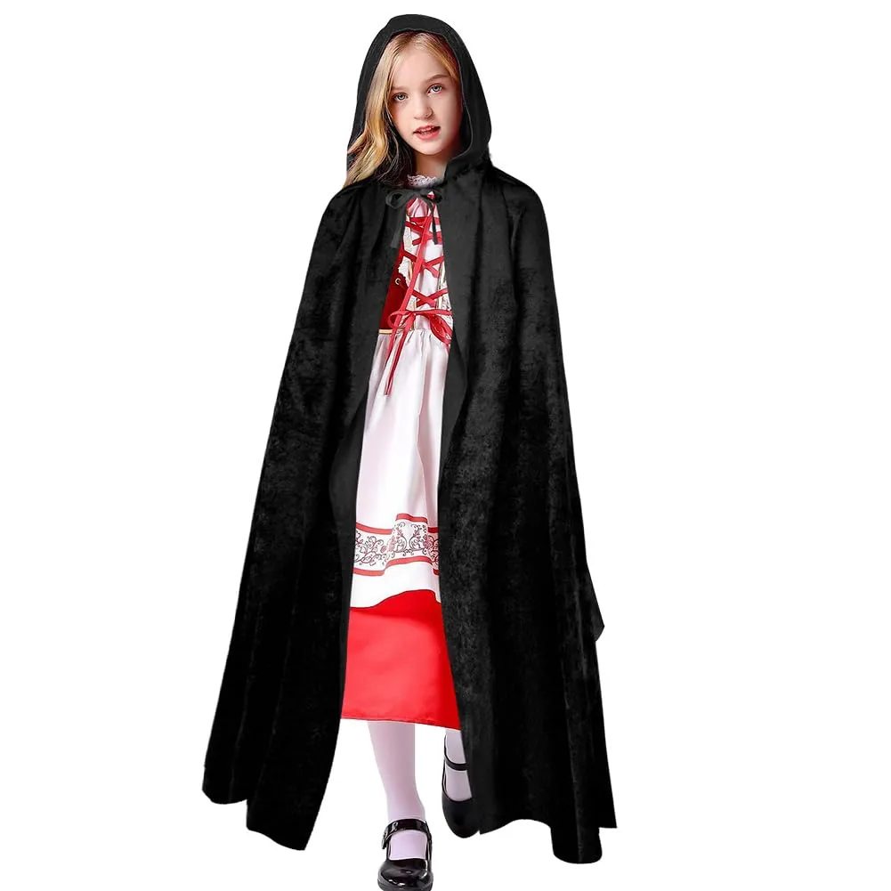 AOOWU Mantello con cappuccio per bambini, nero, 100 cm - immagine 8