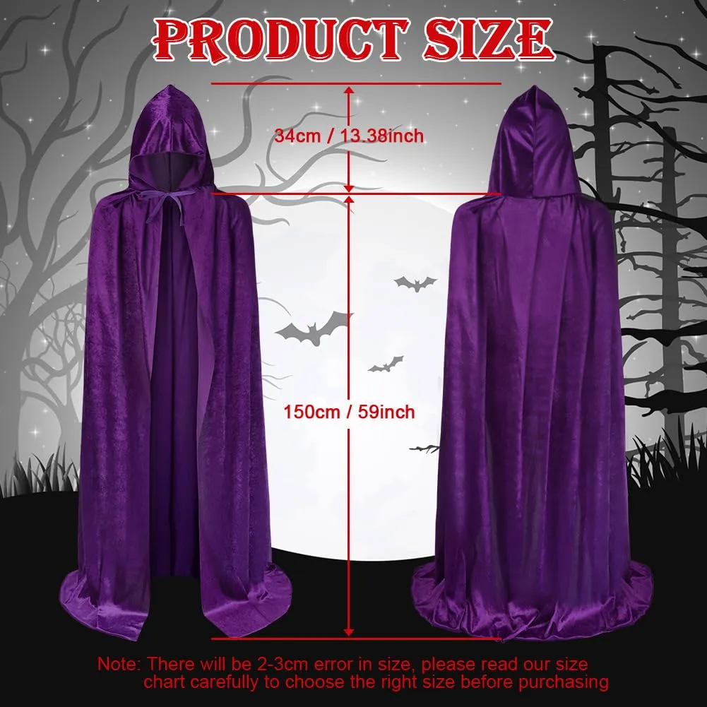 AOOWU Mantello con Cappuccio in Velluto Viola, 150cm - immagine 3