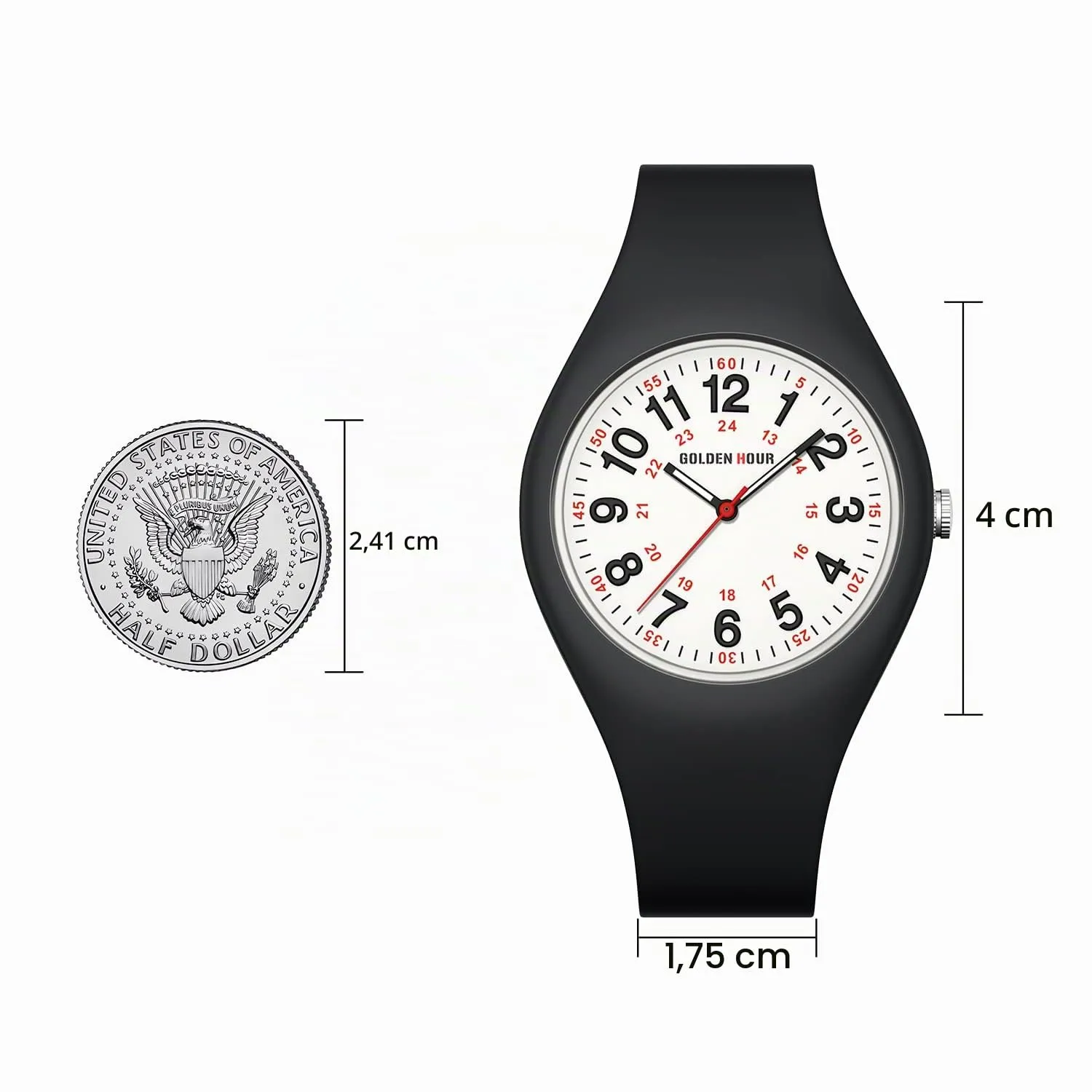 GOLDEN HOUR Orologio Unisex Digitale Analogico Sportivo Impermeabile GH-1318 con Cinturino in Silicone - immagine 2