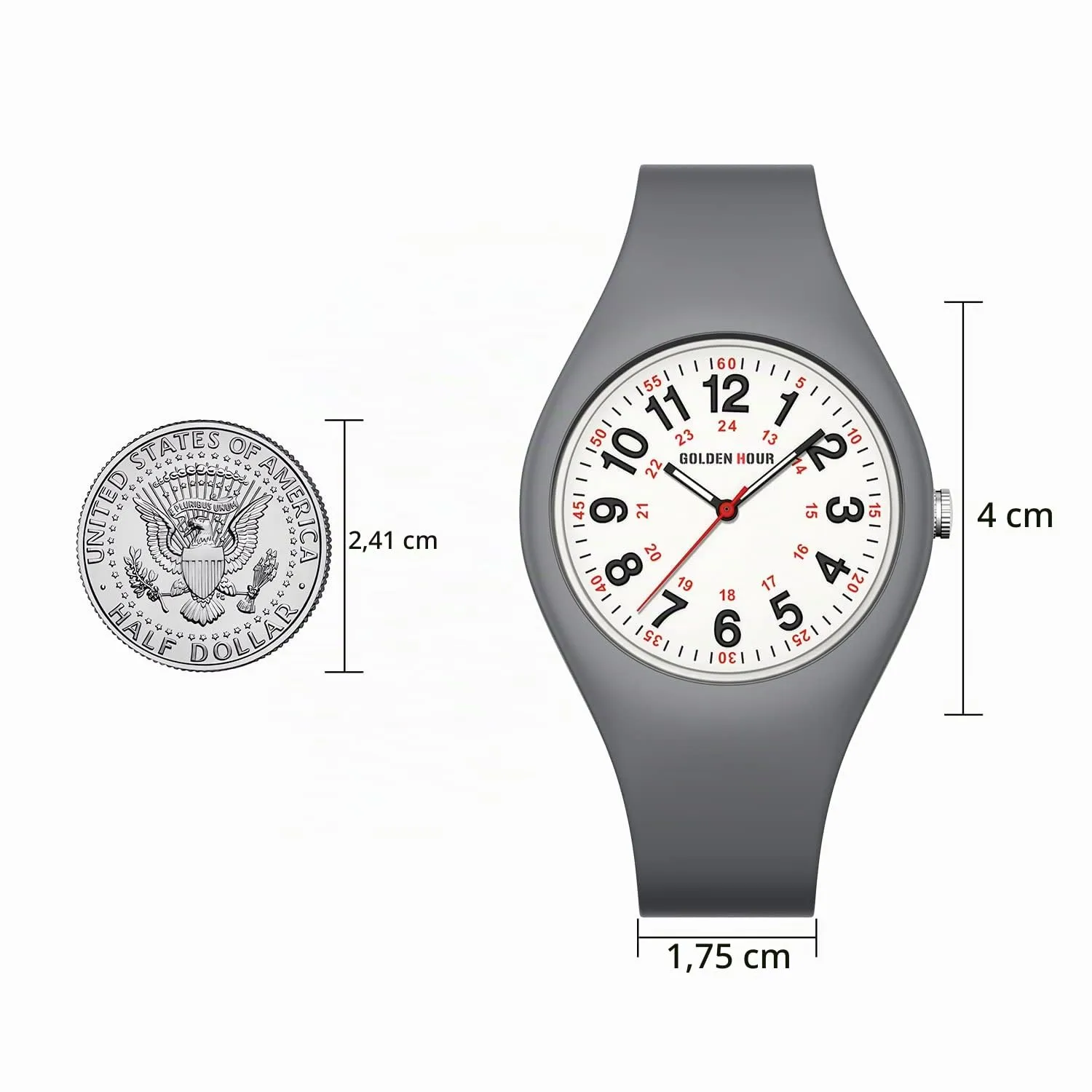 Golden Hour Orologio Unisex Digitale Analogico Sportivo Impermeabile con Cinturino in Silicone GH-1318 - immagine 2