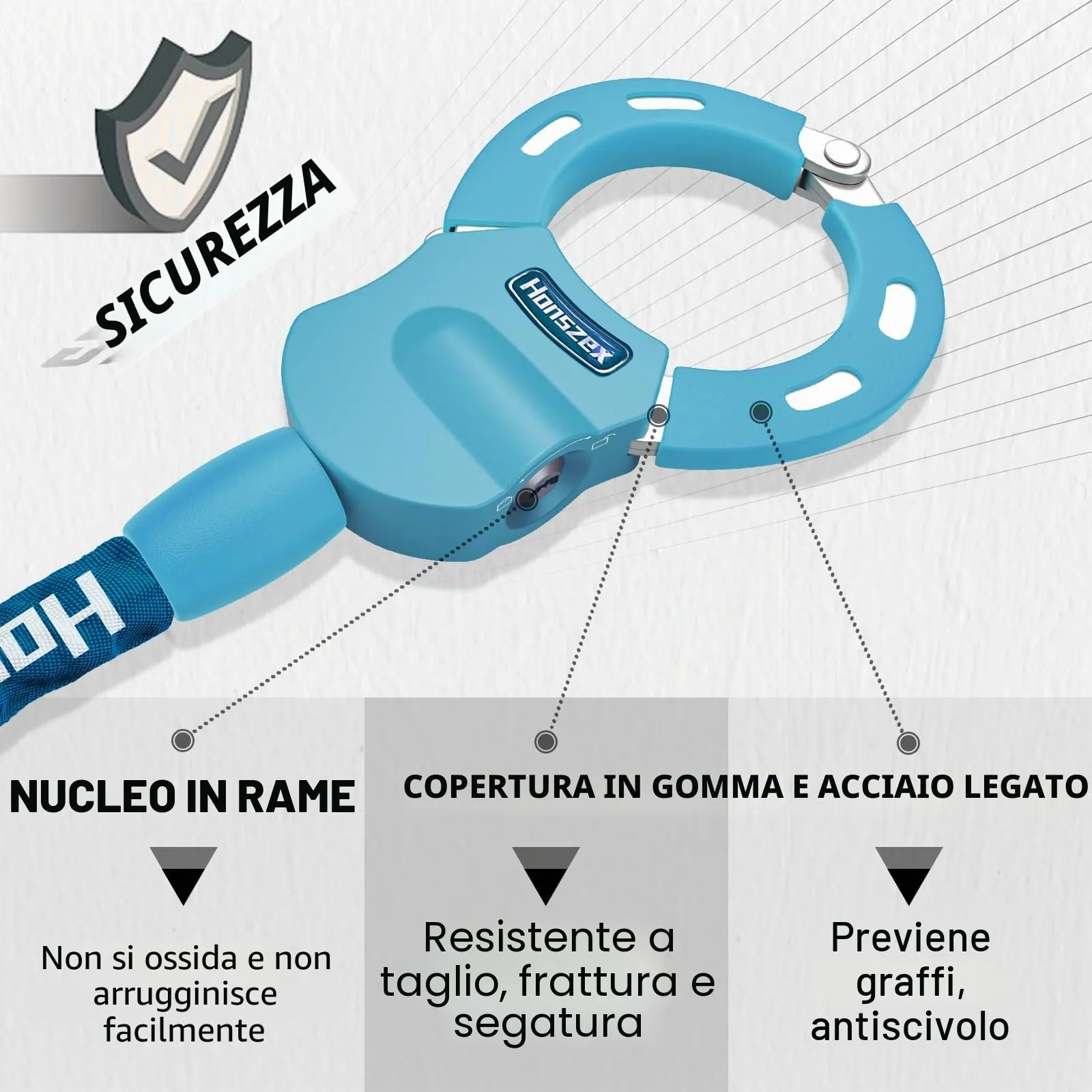 Honszex Lucchetto per Monopattino Elettrico e Bici, 92 cm - immagine 3
