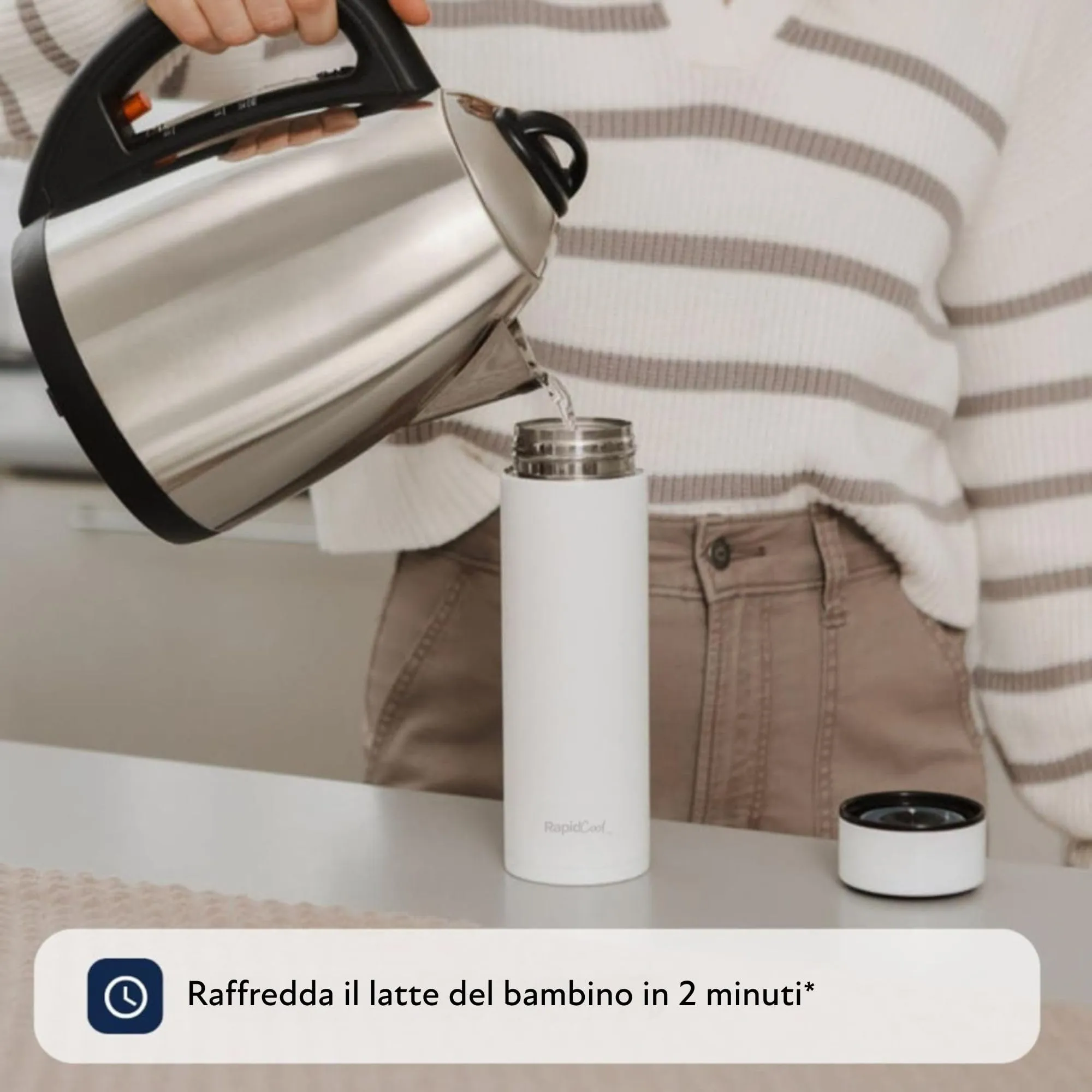 Nuby RapidCool Preparatore Biberon Portatile per Latte in Polvere, Bianco - immagine 4