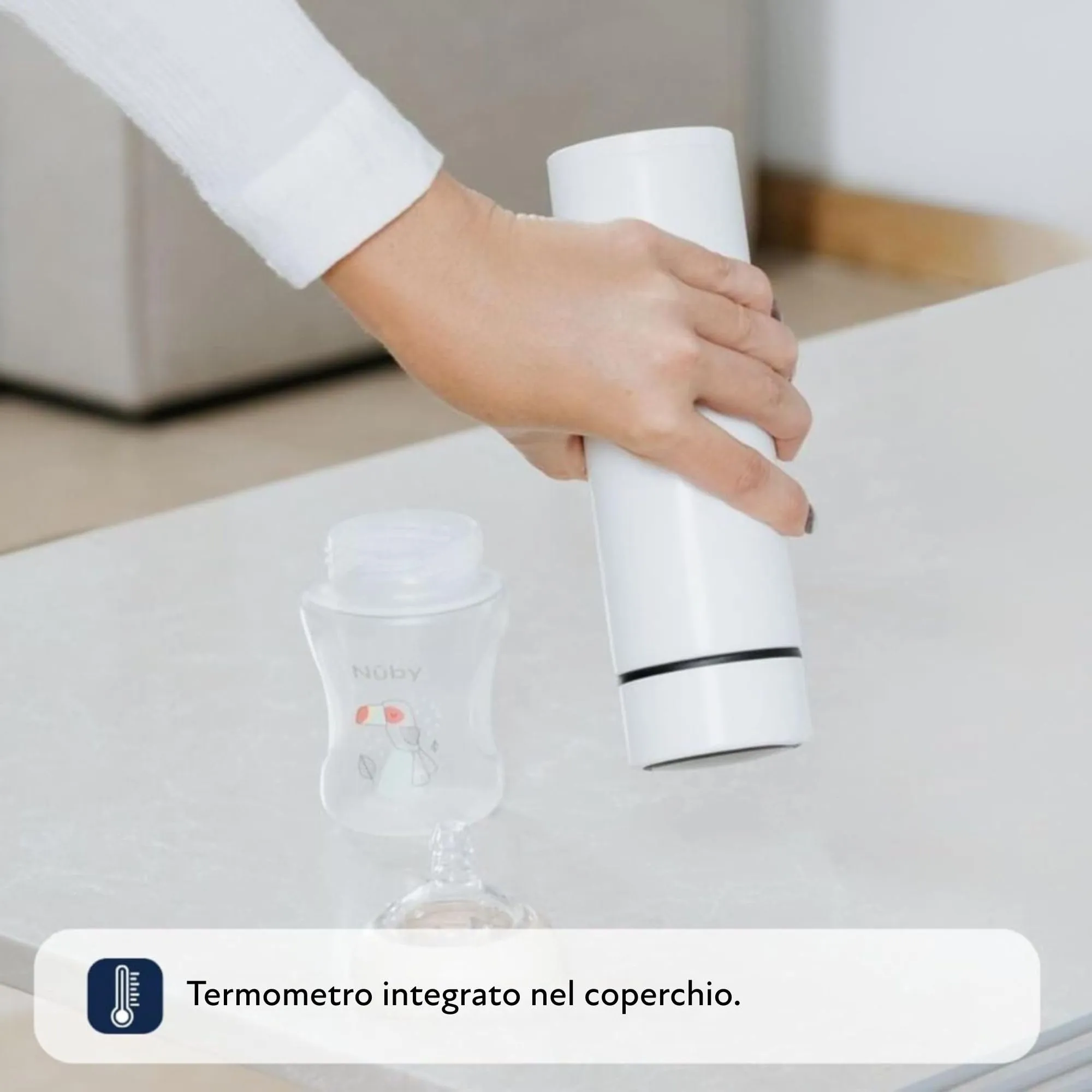 Nuby RapidCool Preparatore Biberon Portatile per Latte in Polvere, Bianco - immagine 5