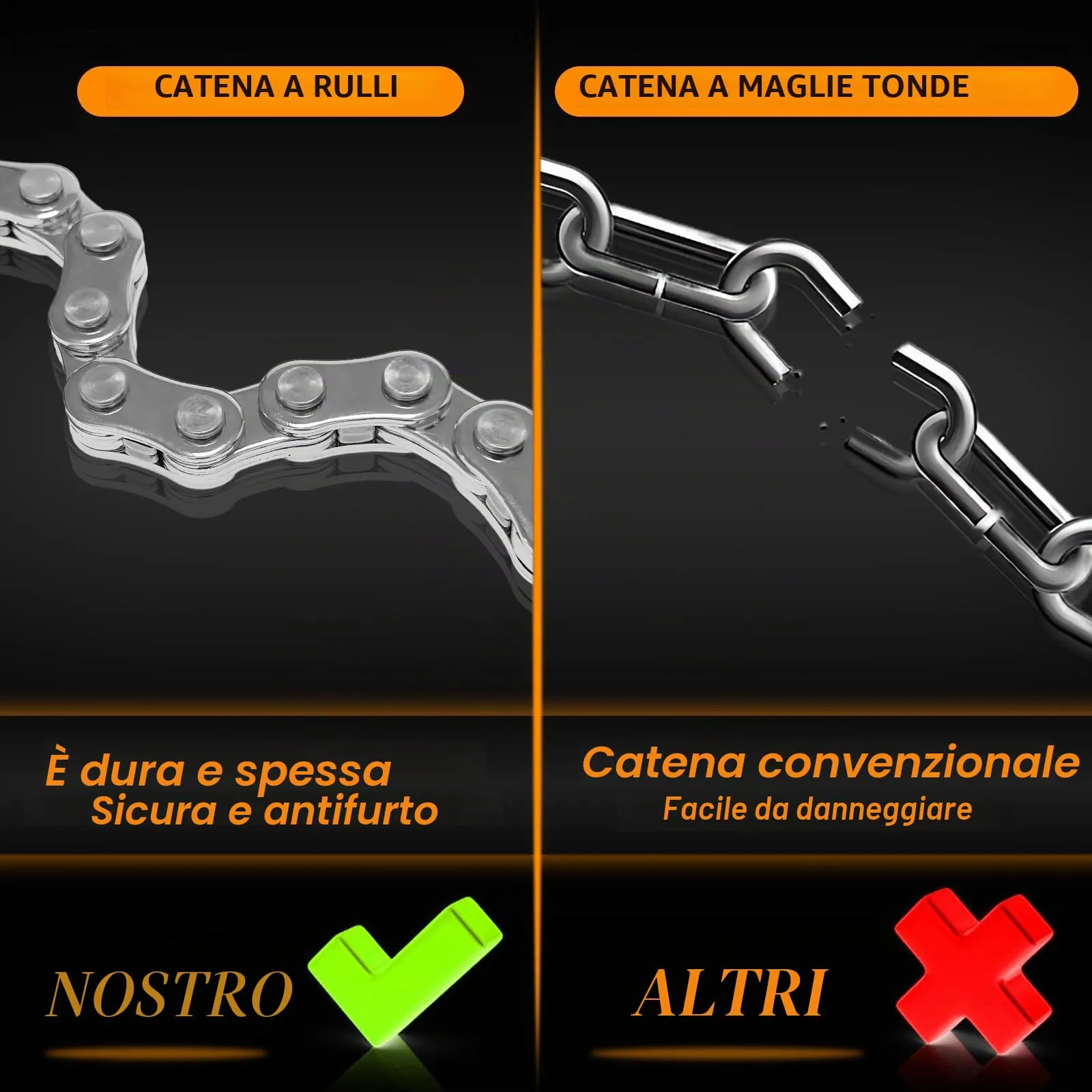 Honszex Lucchetto a Catena per Monopattino Elettrico e Bici, 23.62 Pollici - immagine 5