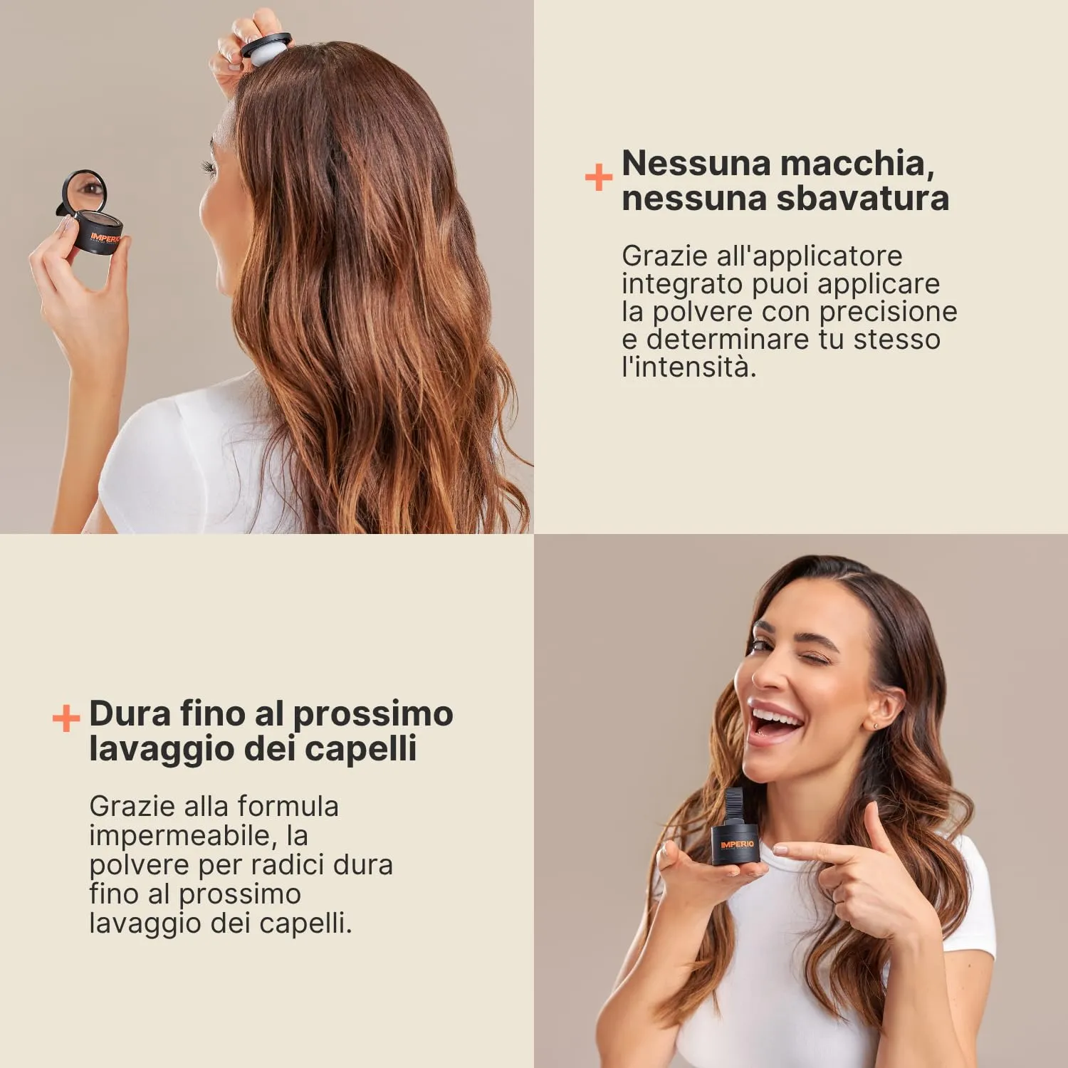 IMPERIO Polvere per capelli Correttore per infoltimento e ricrescita, waterproof, 4g (Rosso Scuro) - immagine 8