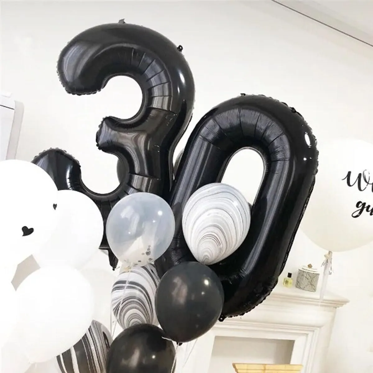 Jonami Palloncino Numero 9 Gigante Nero Metallizzato, 100 cm - immagine 4